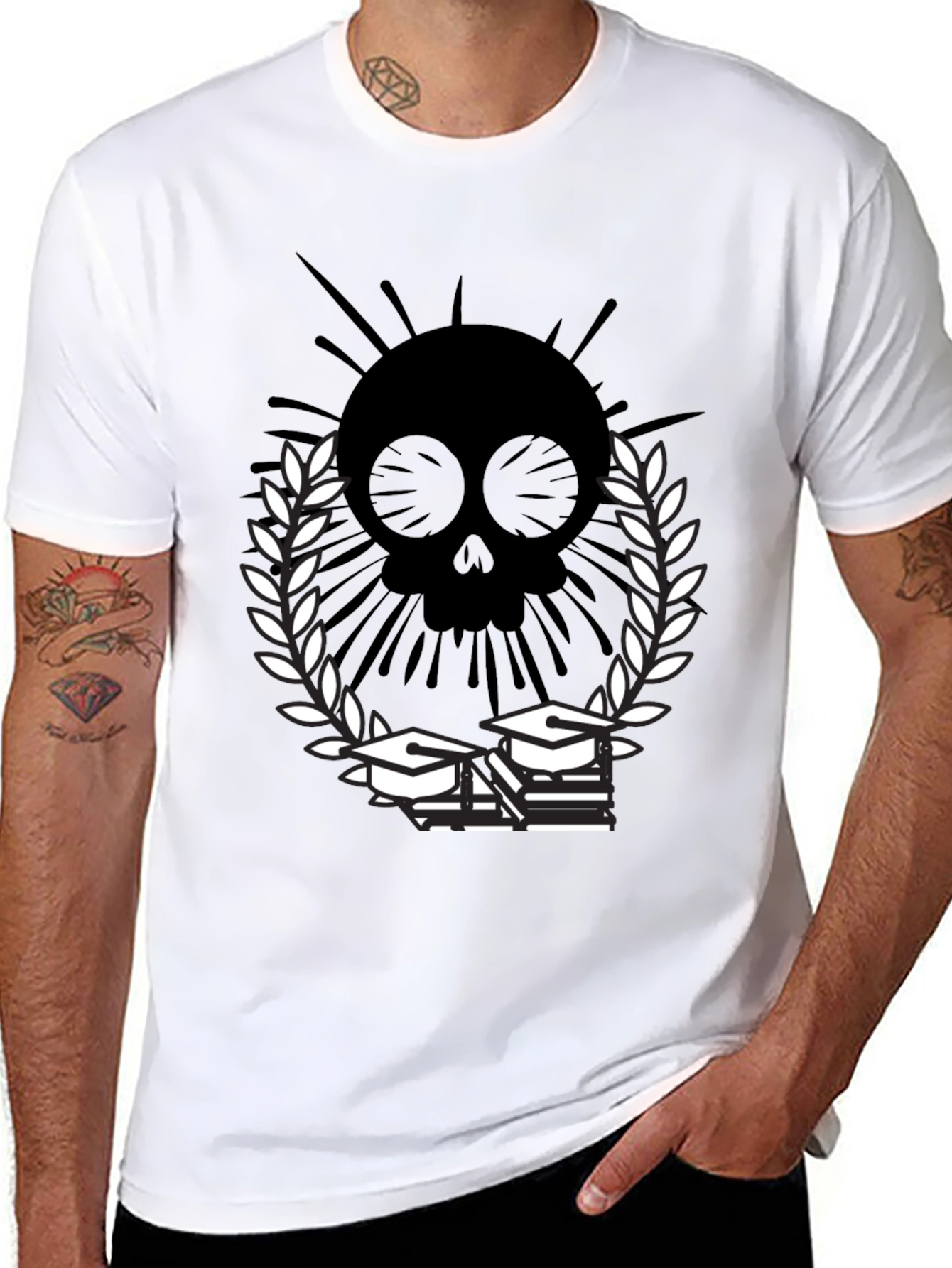 Skull Grad T-Shirt - Academic Style