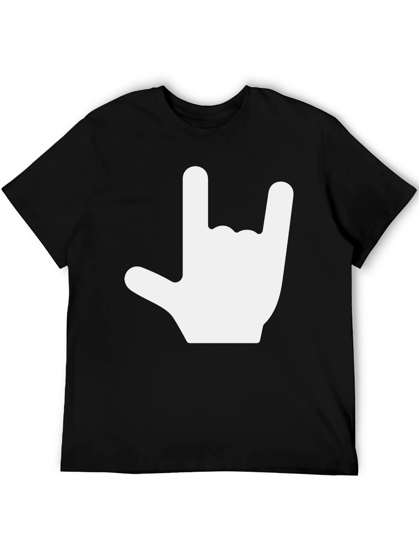 Rock On Hand Gesture Black Tee