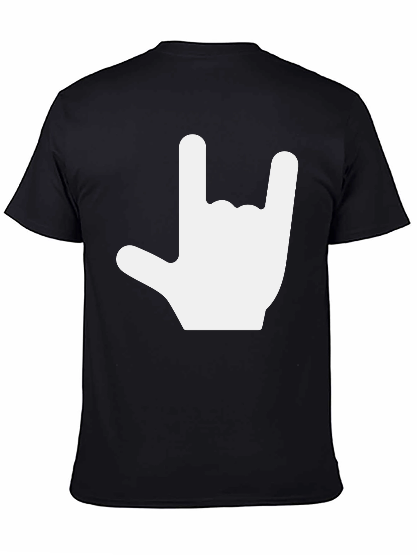 Rock On Hand Gesture Black Tee
