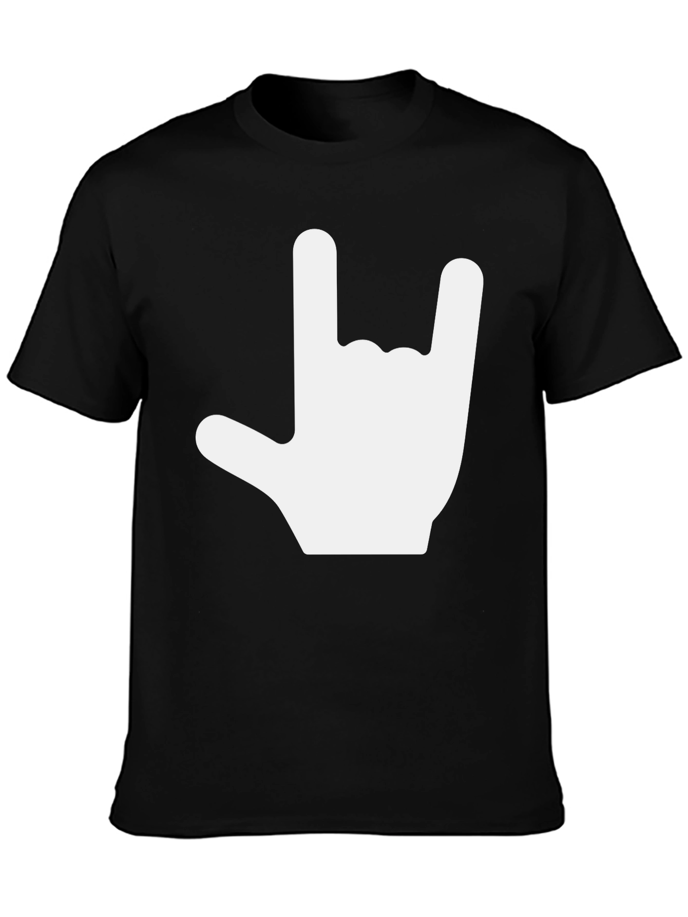 Rock On Hand Gesture Black Tee