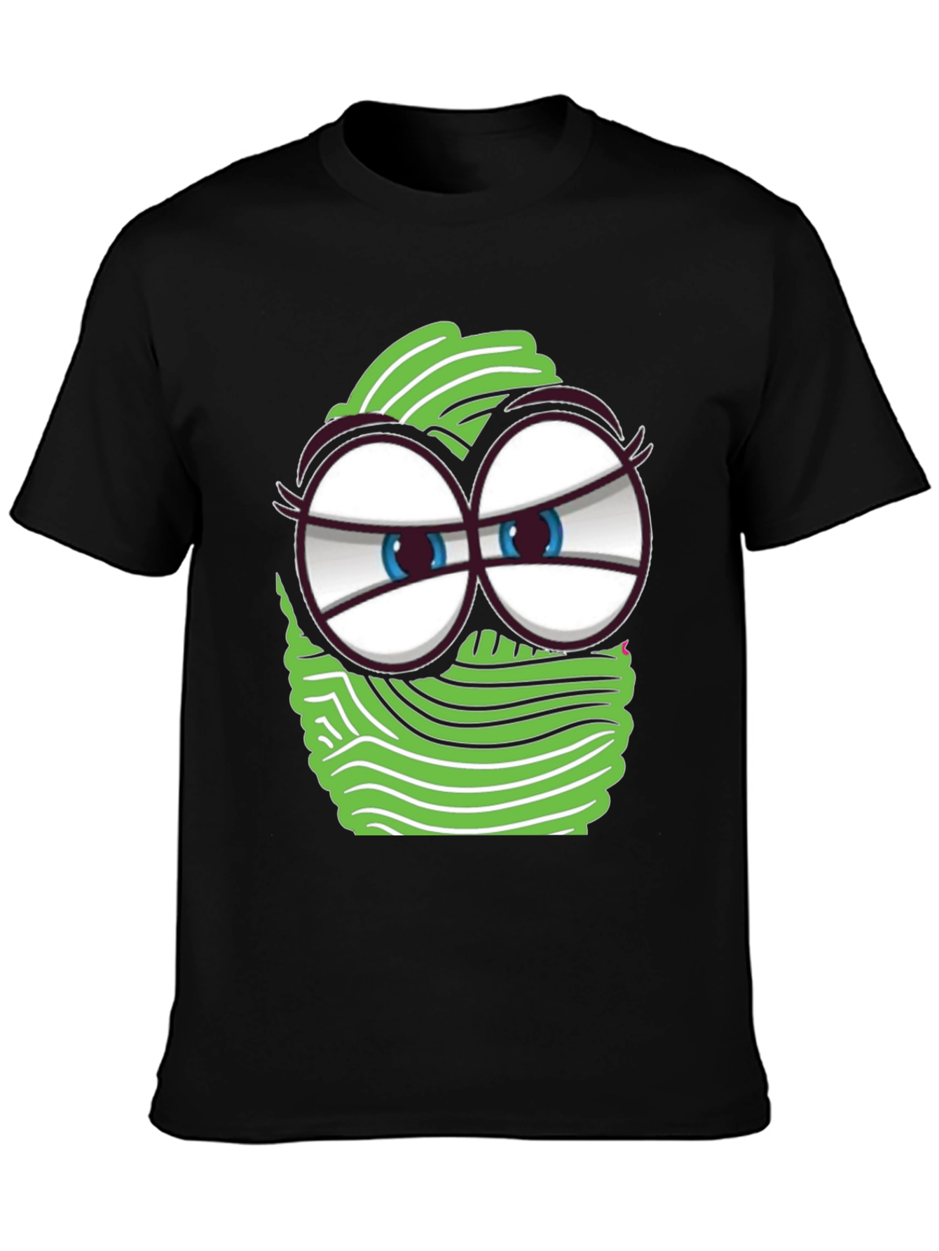 Funny Cartoon Face Graphic Tee - Black