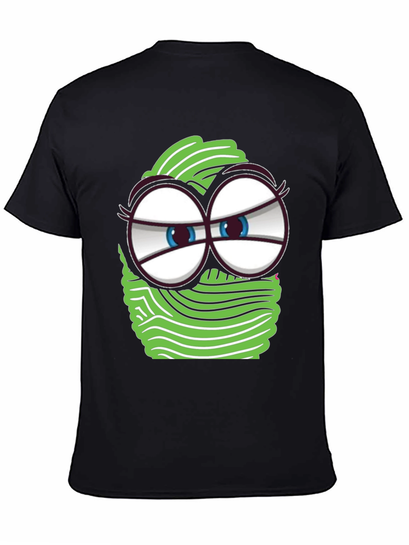 Funny Cartoon Face Graphic Tee - Black
