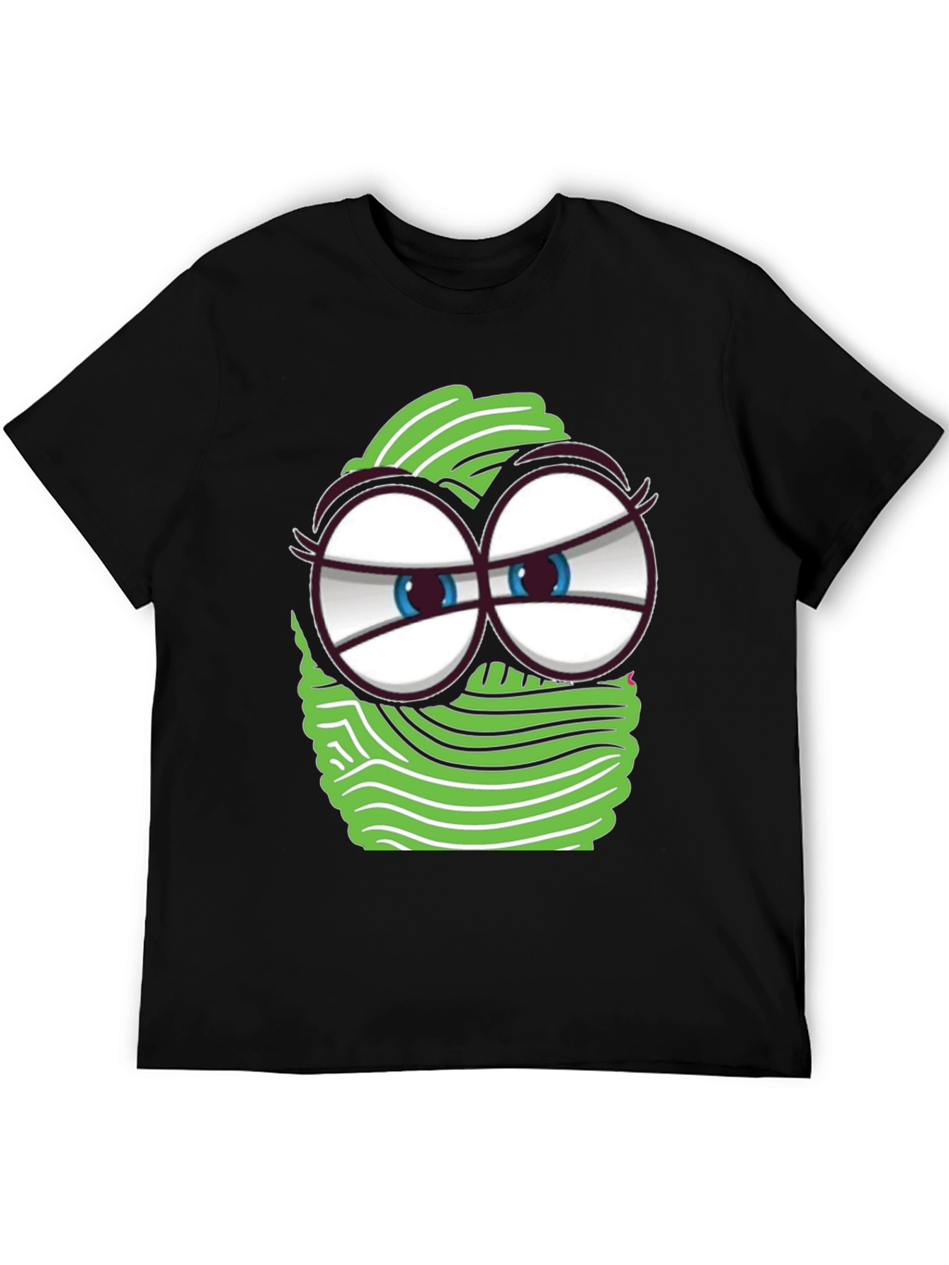 Funny Cartoon Face Graphic Tee - Black