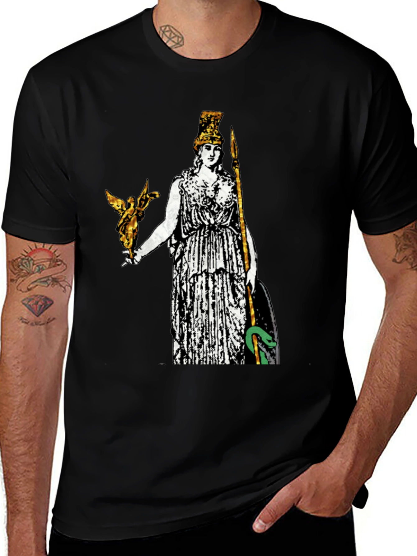 Athena Graphic Print Tee - Black