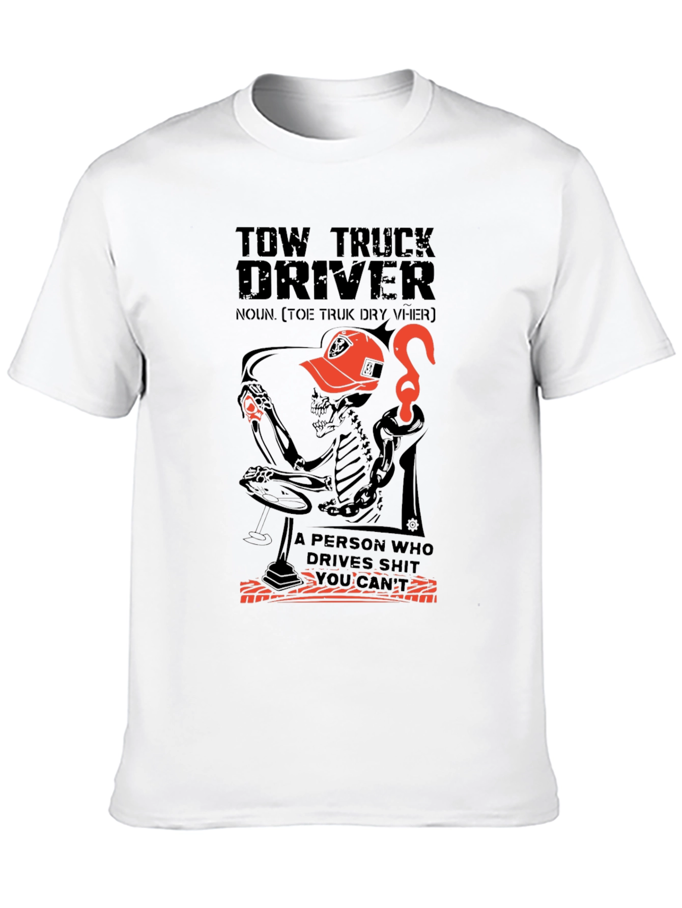 Tow Truck Driver Skeleton Graphic Tee