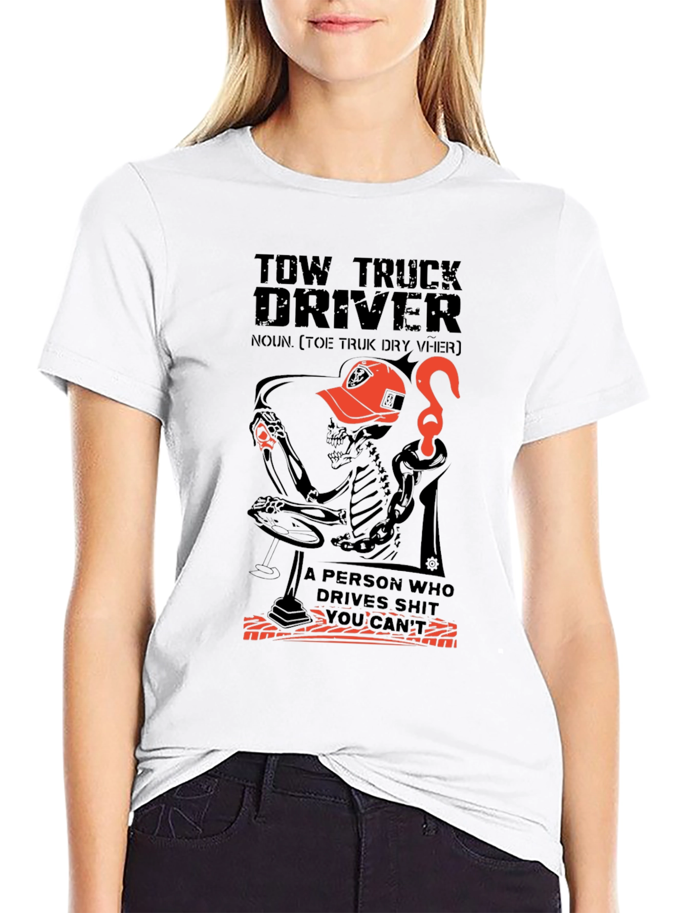 Tow Truck Driver Skeleton Graphic Tee