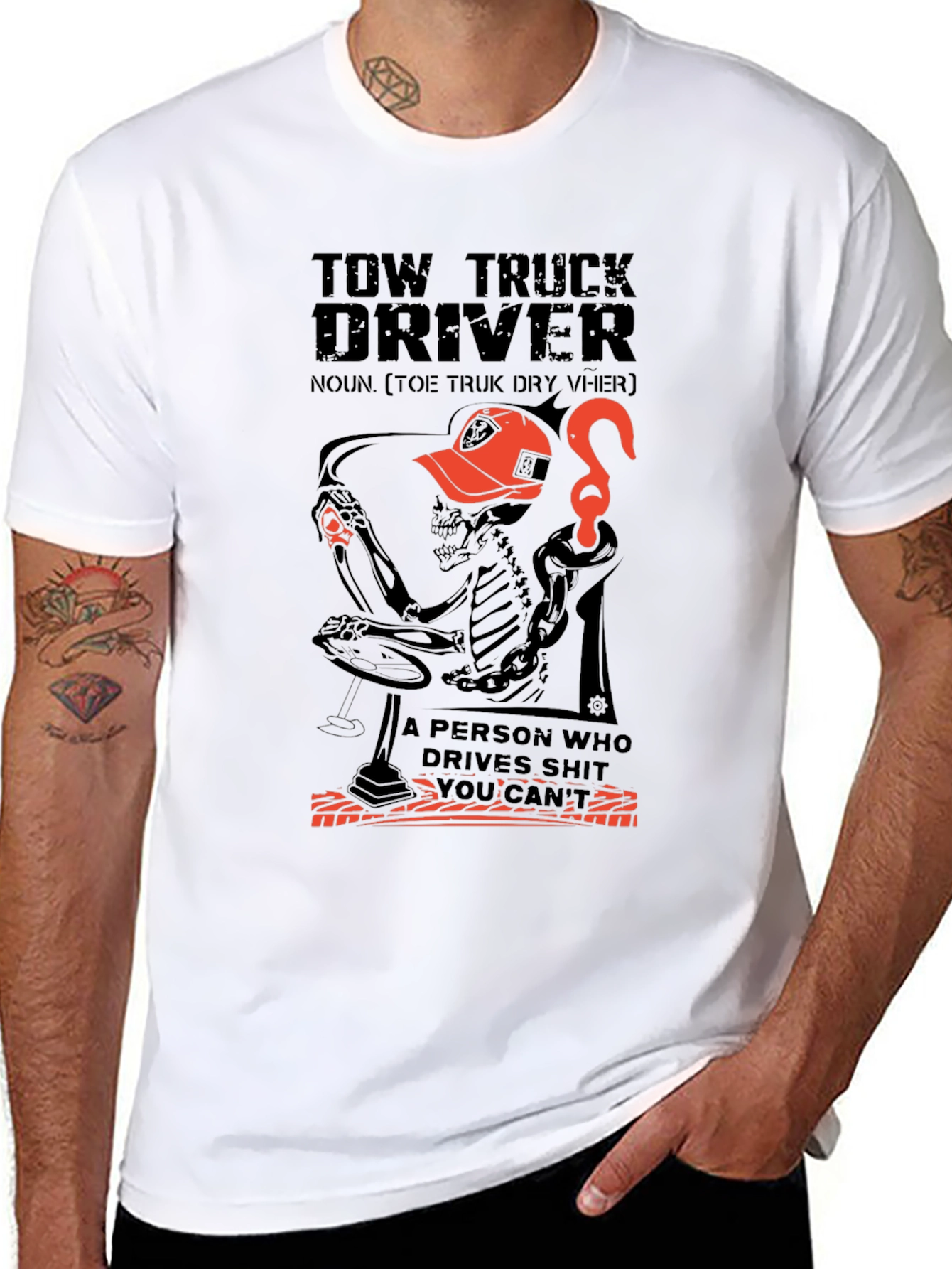 Tow Truck Driver Skeleton Graphic Tee
