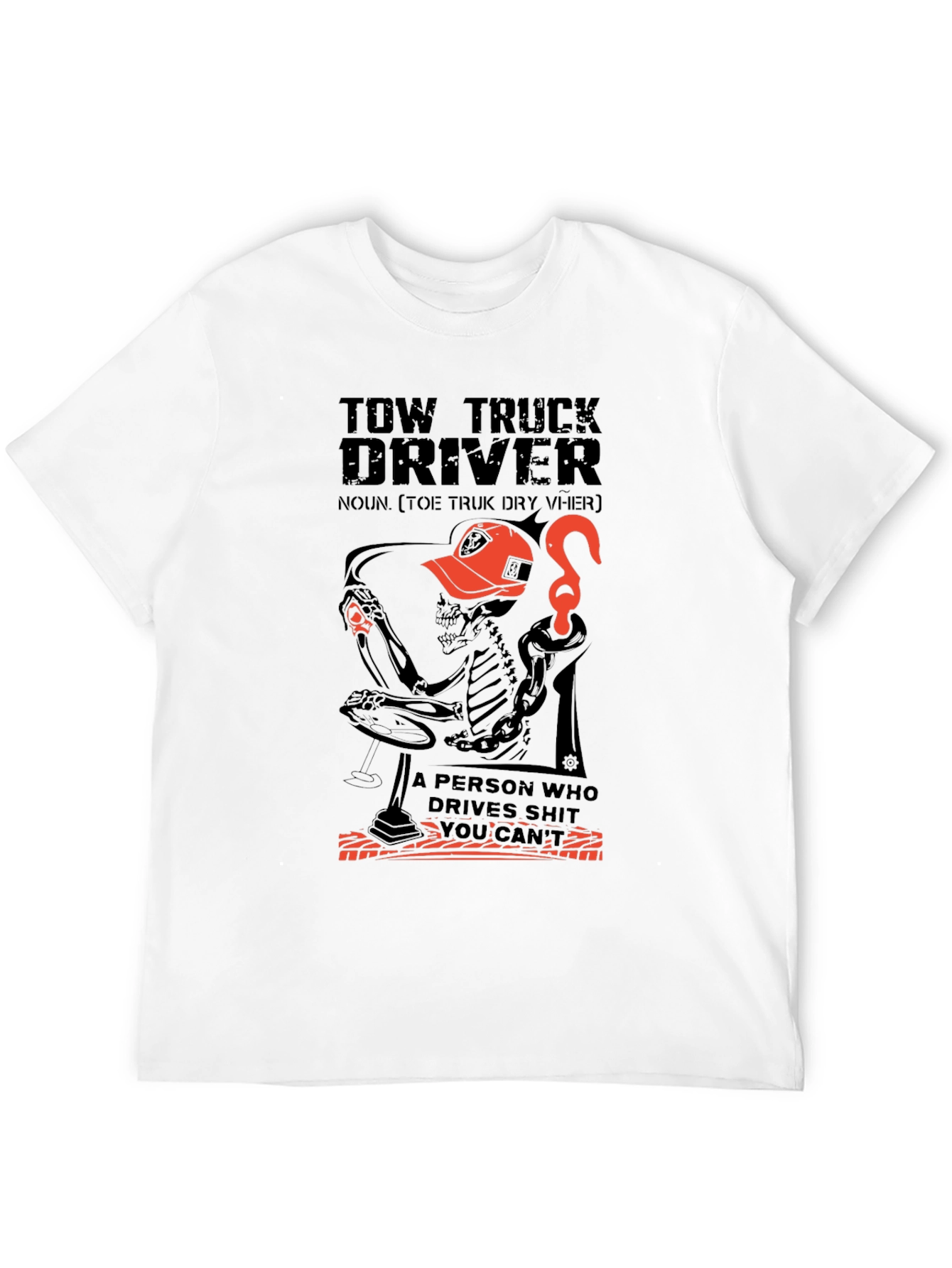 Tow Truck Driver Skeleton Graphic Tee