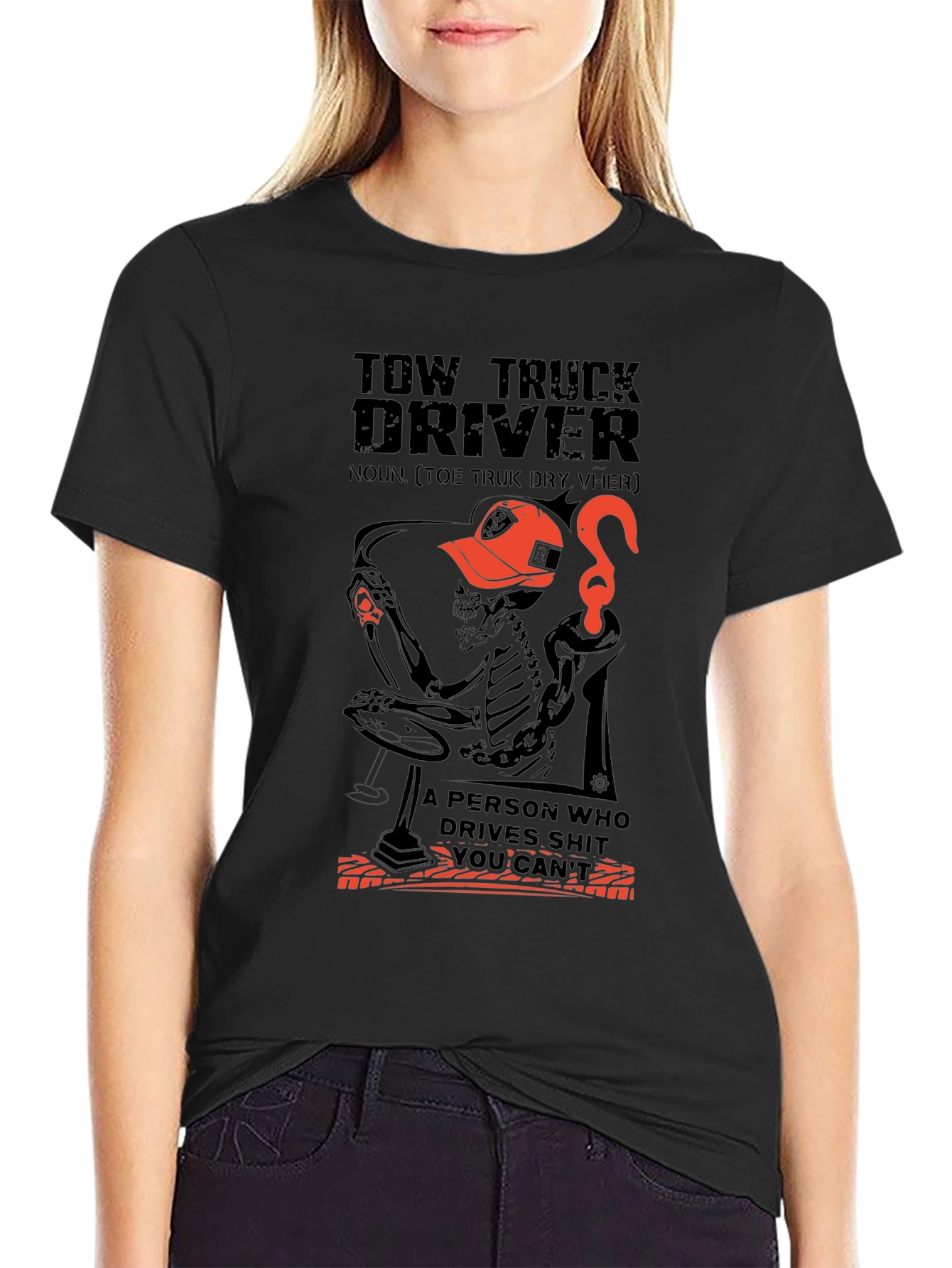 Tow Truck Driver Skeleton Graphic Tee