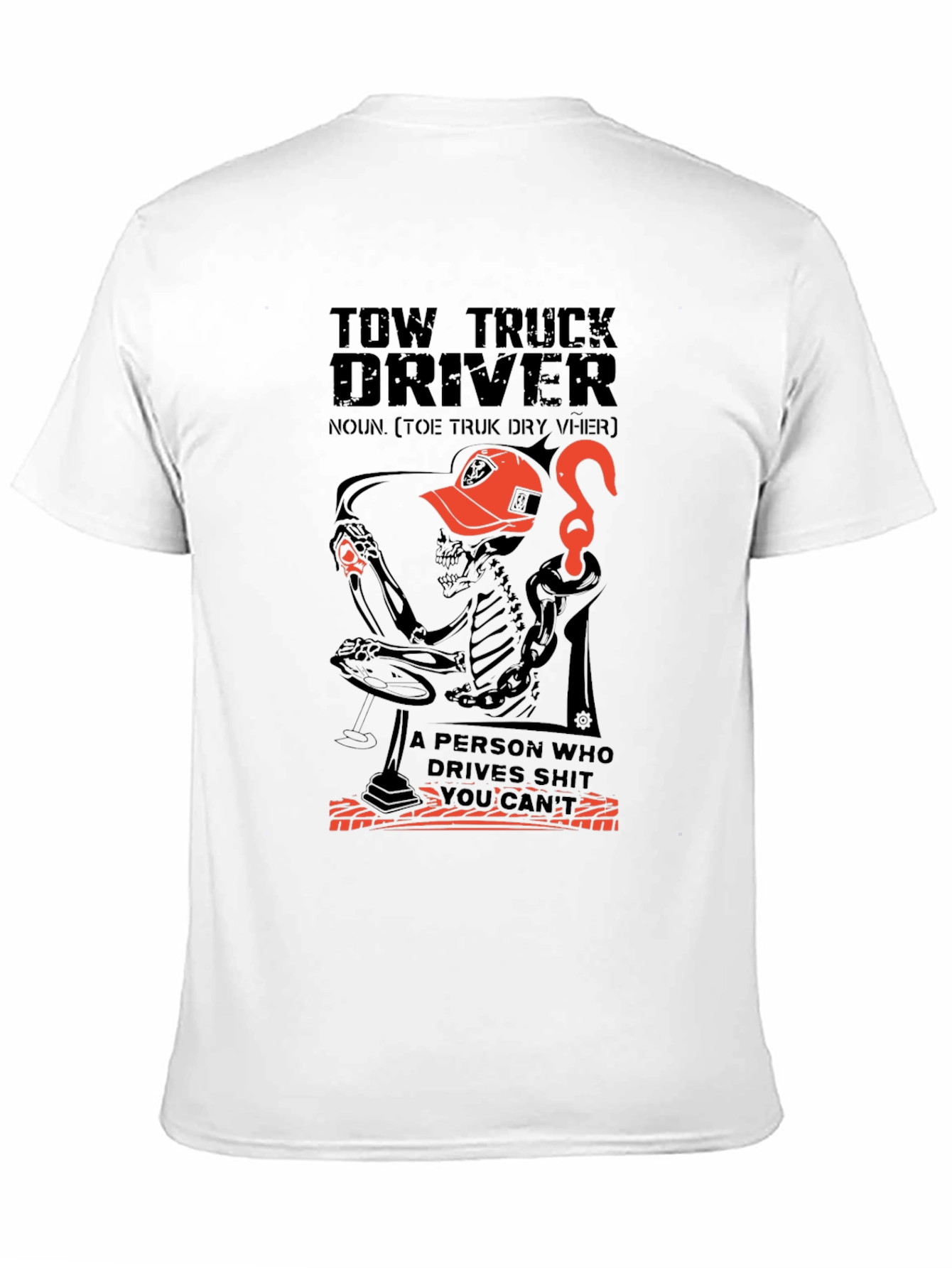 Tow Truck Driver Skeleton Graphic Tee