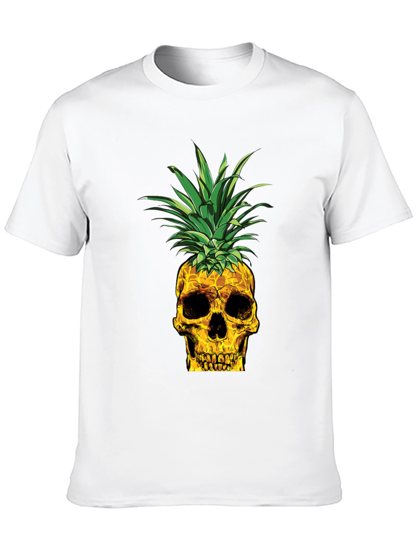 Skull Pineapple Graphic Tee - Black Cotton T-Shirt