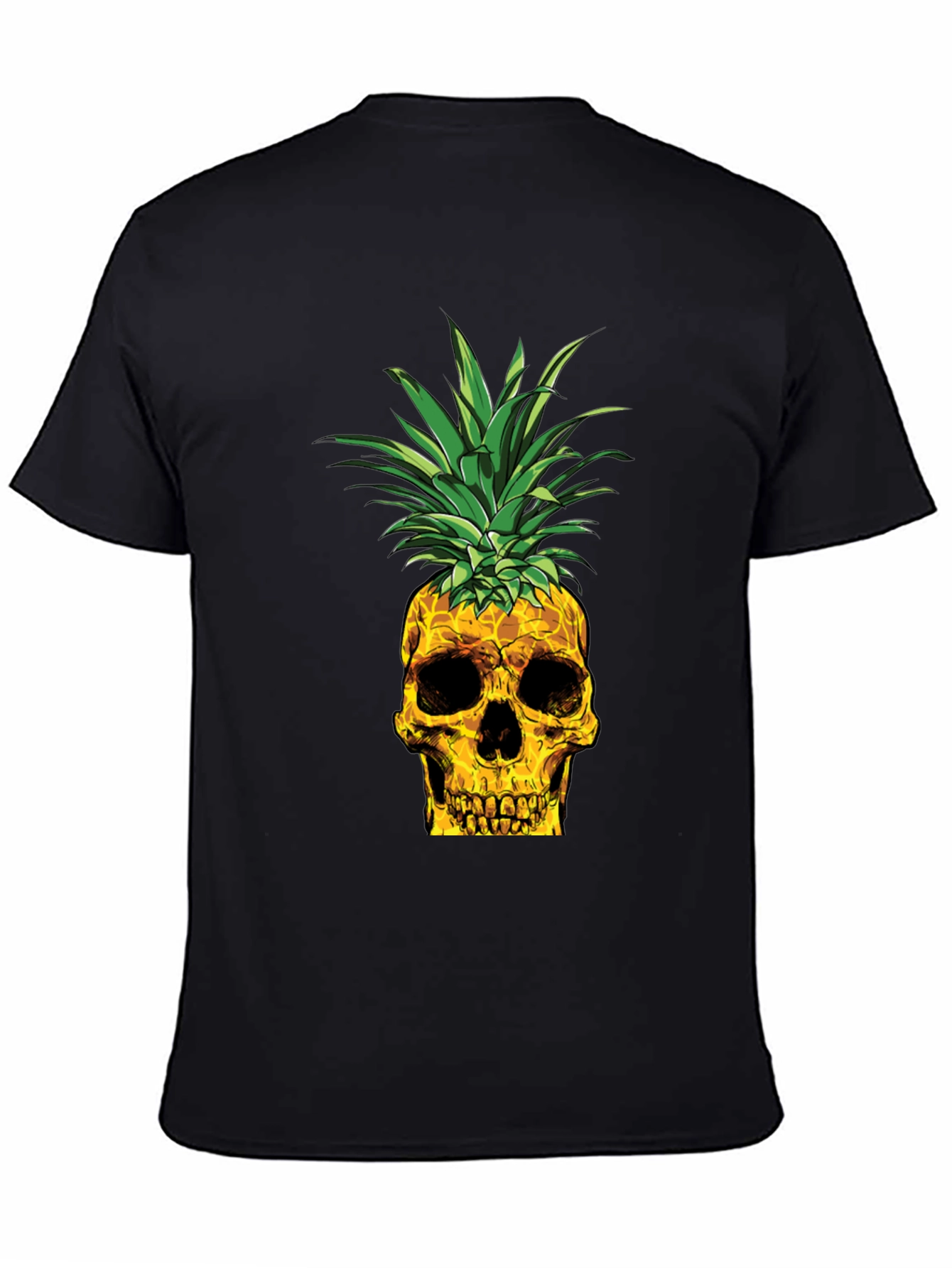 Skull Pineapple Graphic Tee - Black Cotton T-Shirt