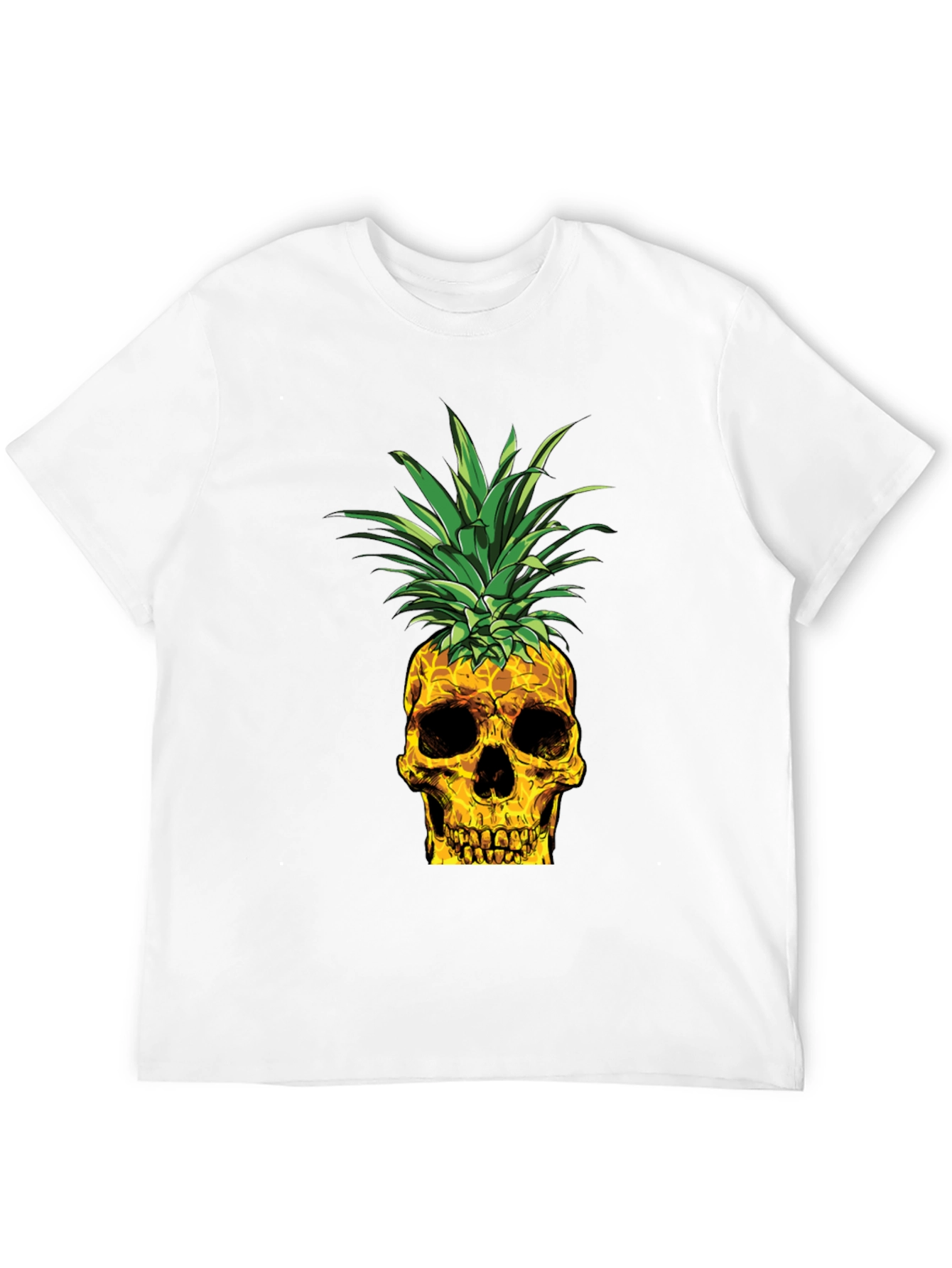 Skull Pineapple Graphic Tee - Black Cotton T-Shirt