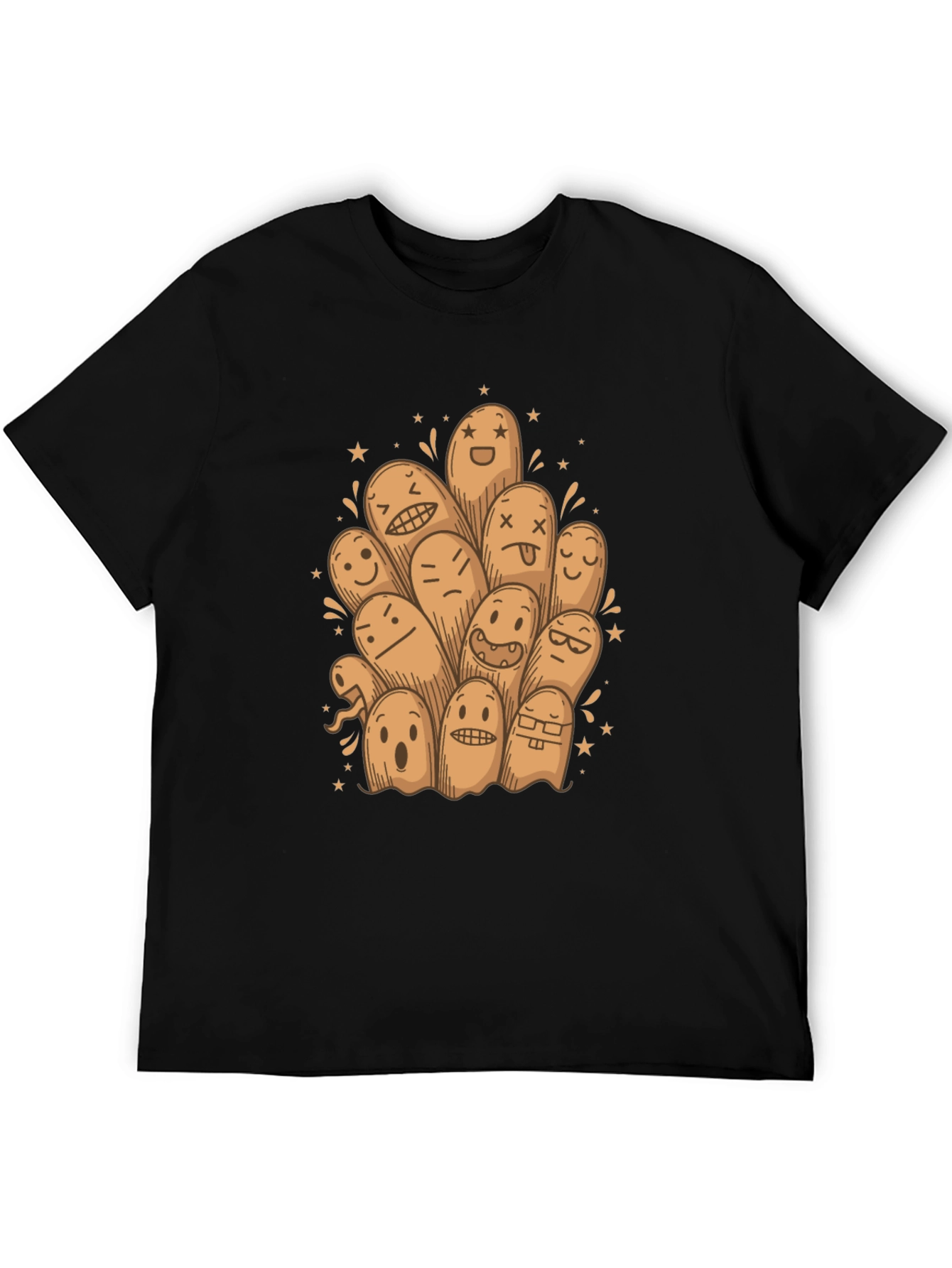 Funny Ghost Doodle Black T-Shirt
