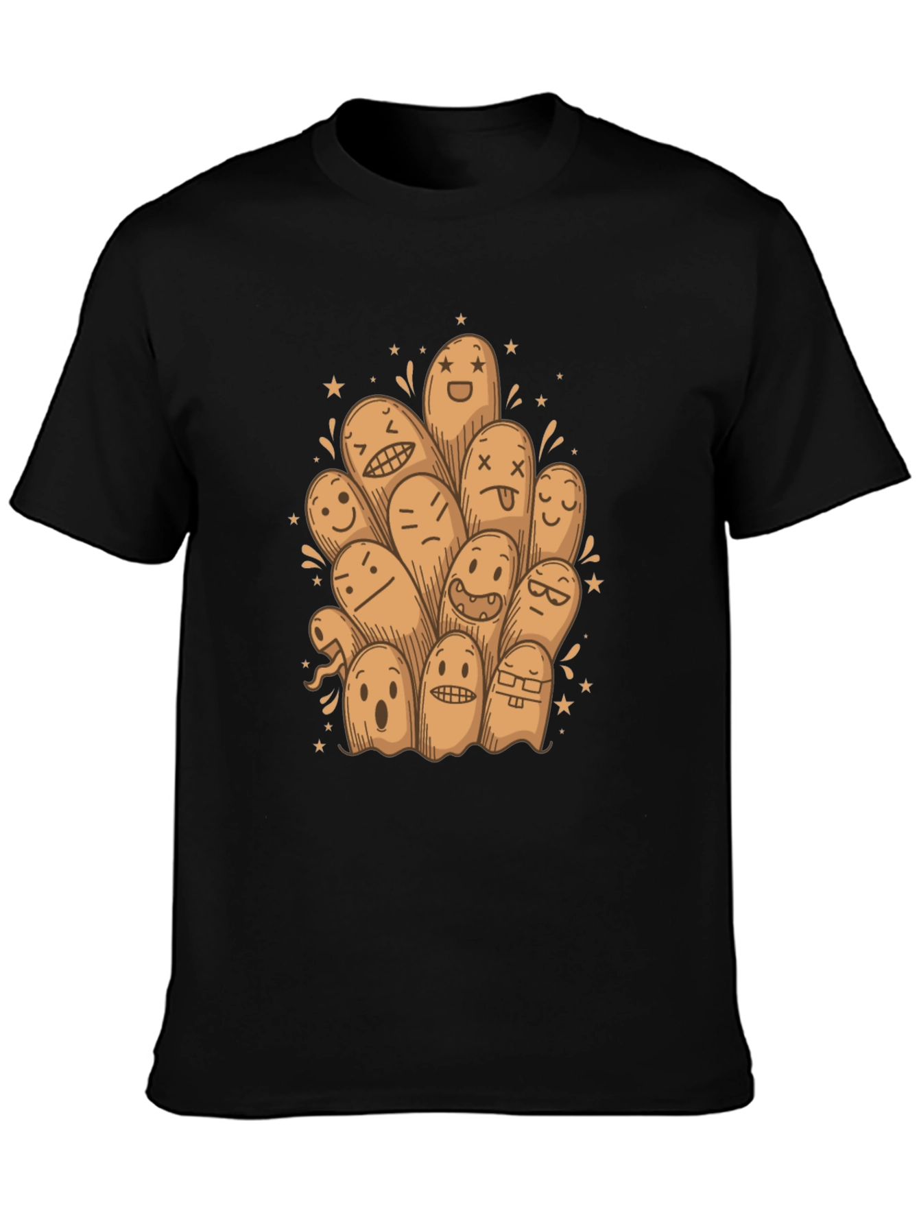 Funny Ghost Doodle Black T-Shirt