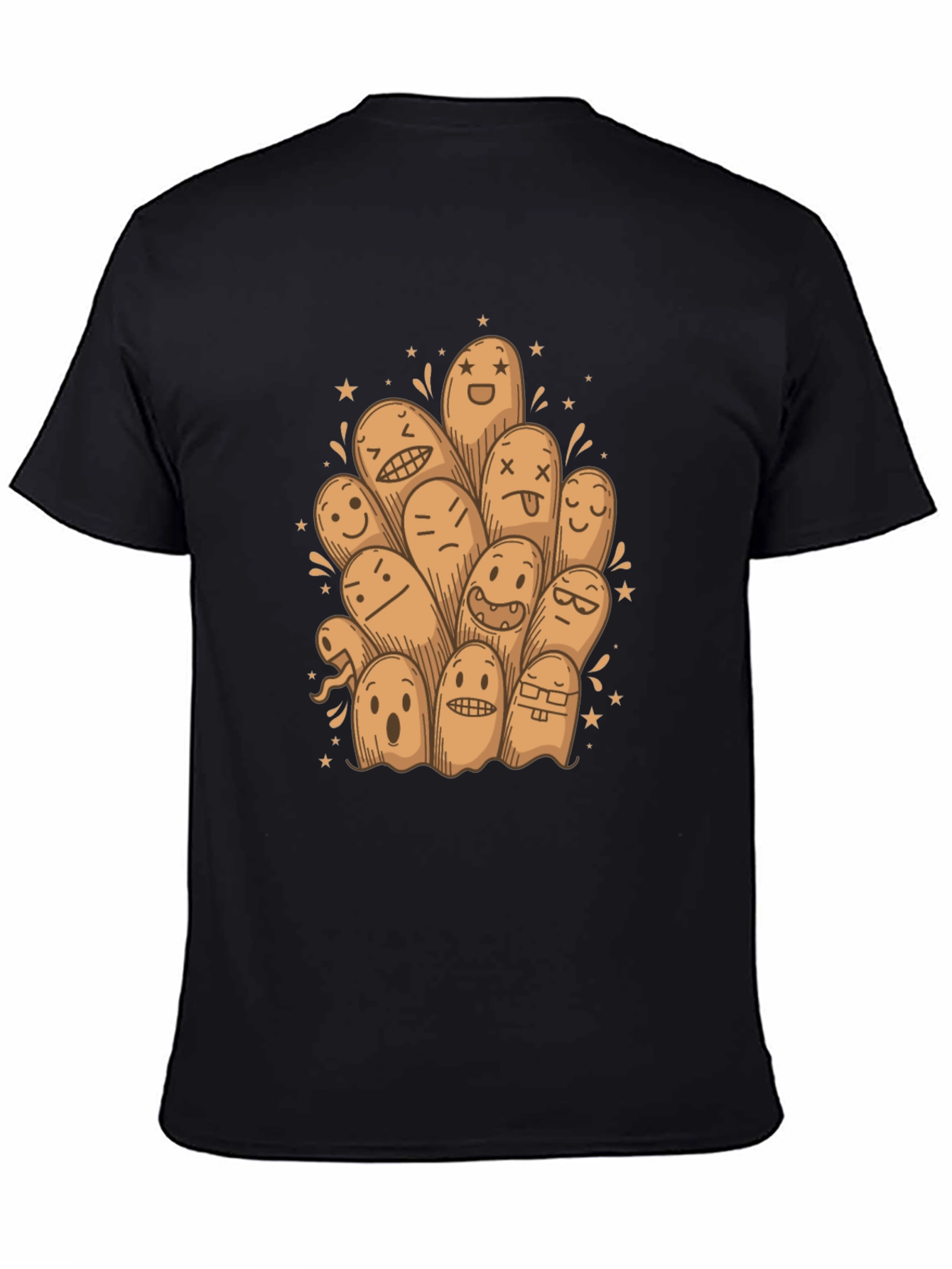 Funny Ghost Doodle Black T-Shirt