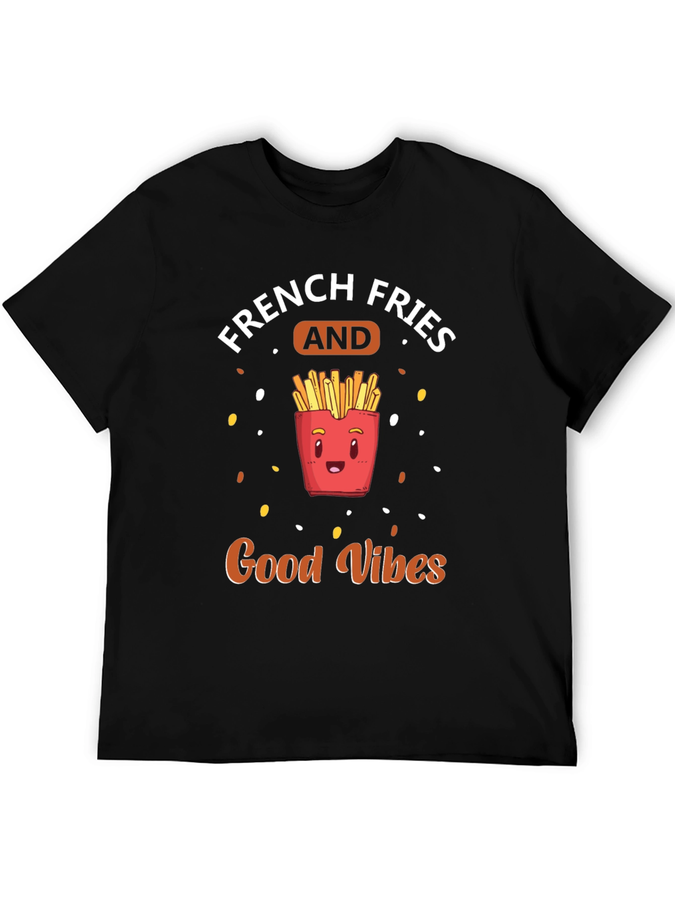 French Fries & Good Vibes Black T-Shirt