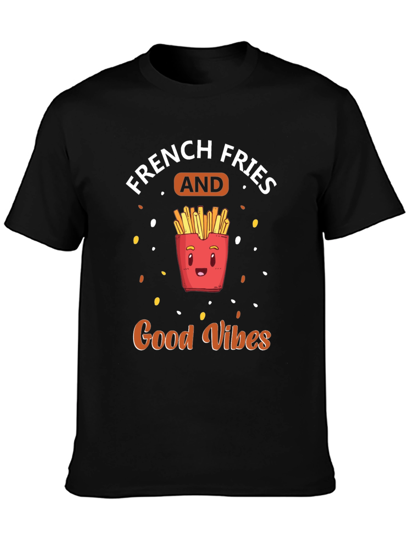 French Fries & Good Vibes Black T-Shirt