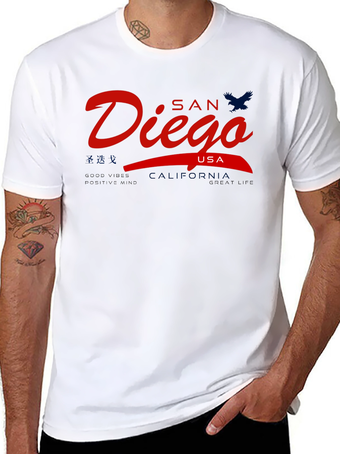San Diego USA Graphic Tee - Mens Black T-Shirt