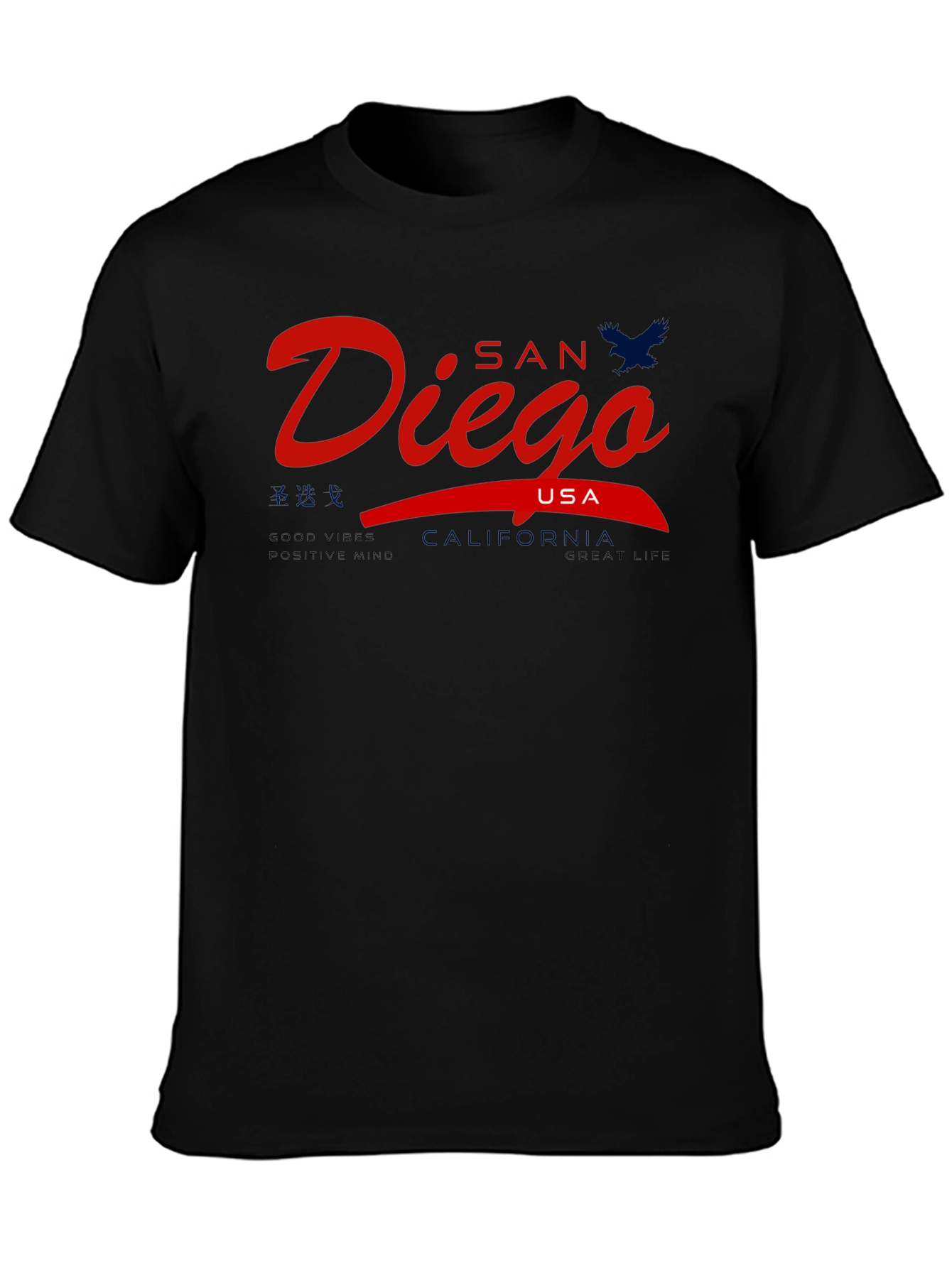 San Diego USA Graphic Tee - Mens Black T-Shirt