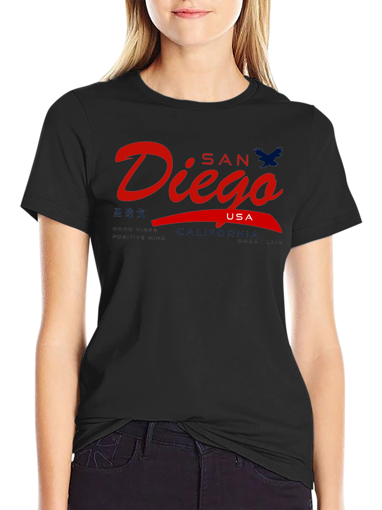 San Diego USA Graphic Tee - Mens Black T-Shirt