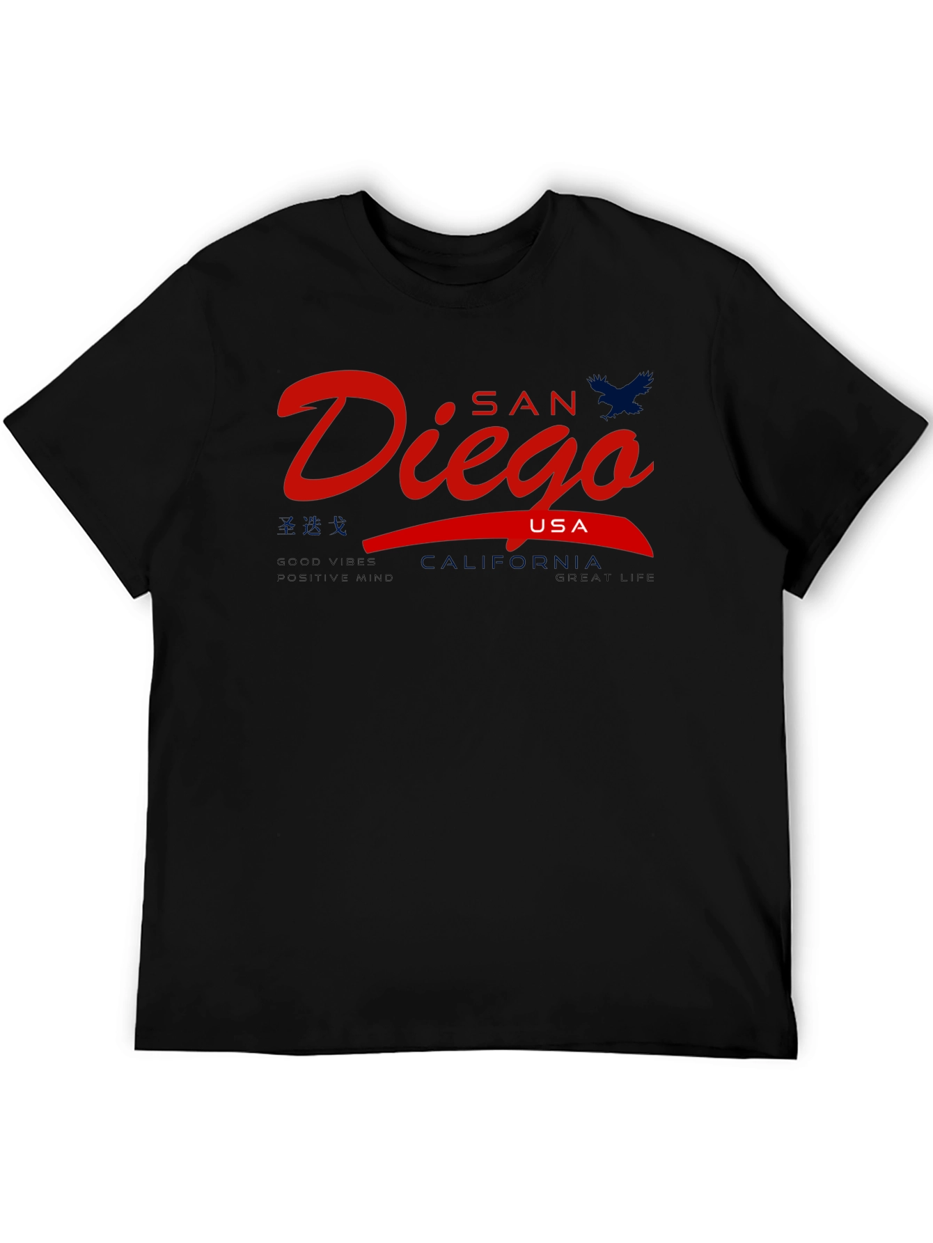 San Diego USA Graphic Tee - Mens Black T-Shirt