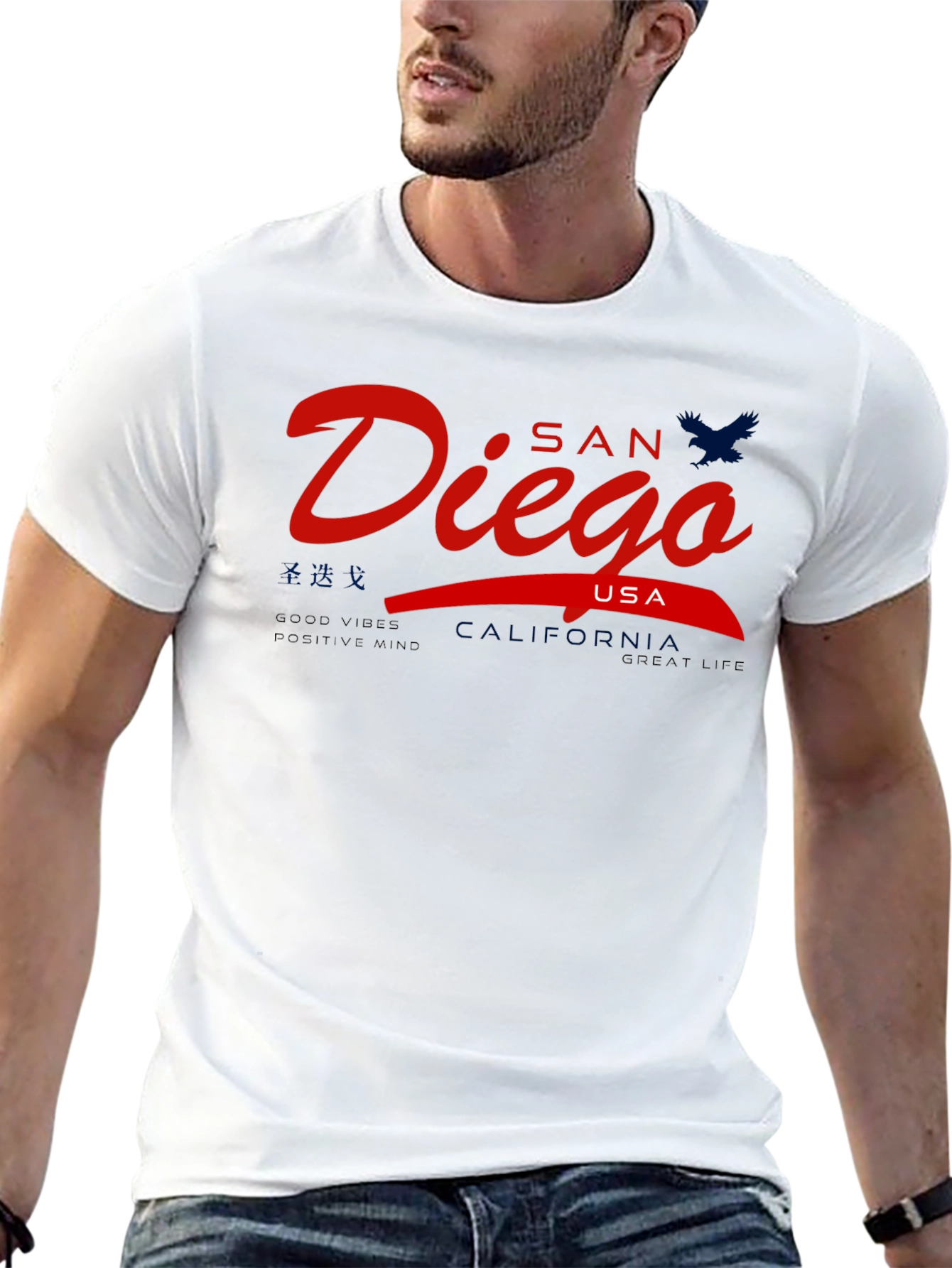 San Diego USA Graphic Tee - Mens Black T-Shirt