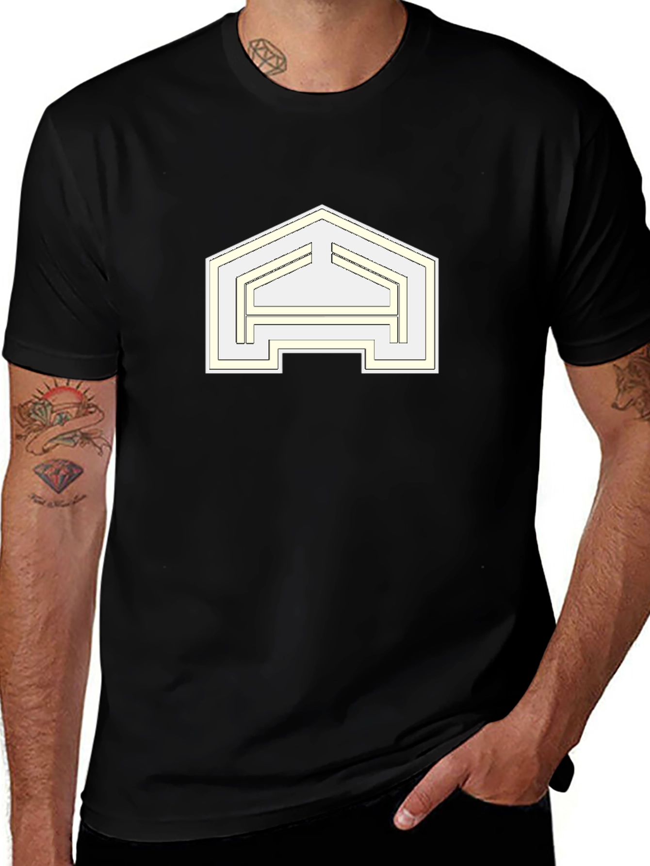 Abstract Logo Black T-Shirt - Modern Design