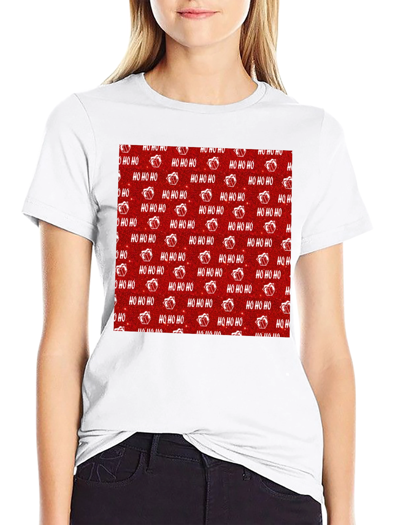 Festive Ho Ho Ho Christmas Pattern Tee
