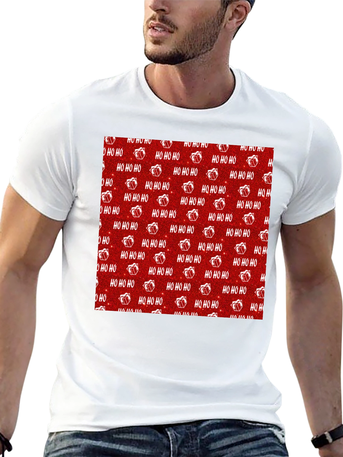 Festive Ho Ho Ho Christmas Pattern Tee