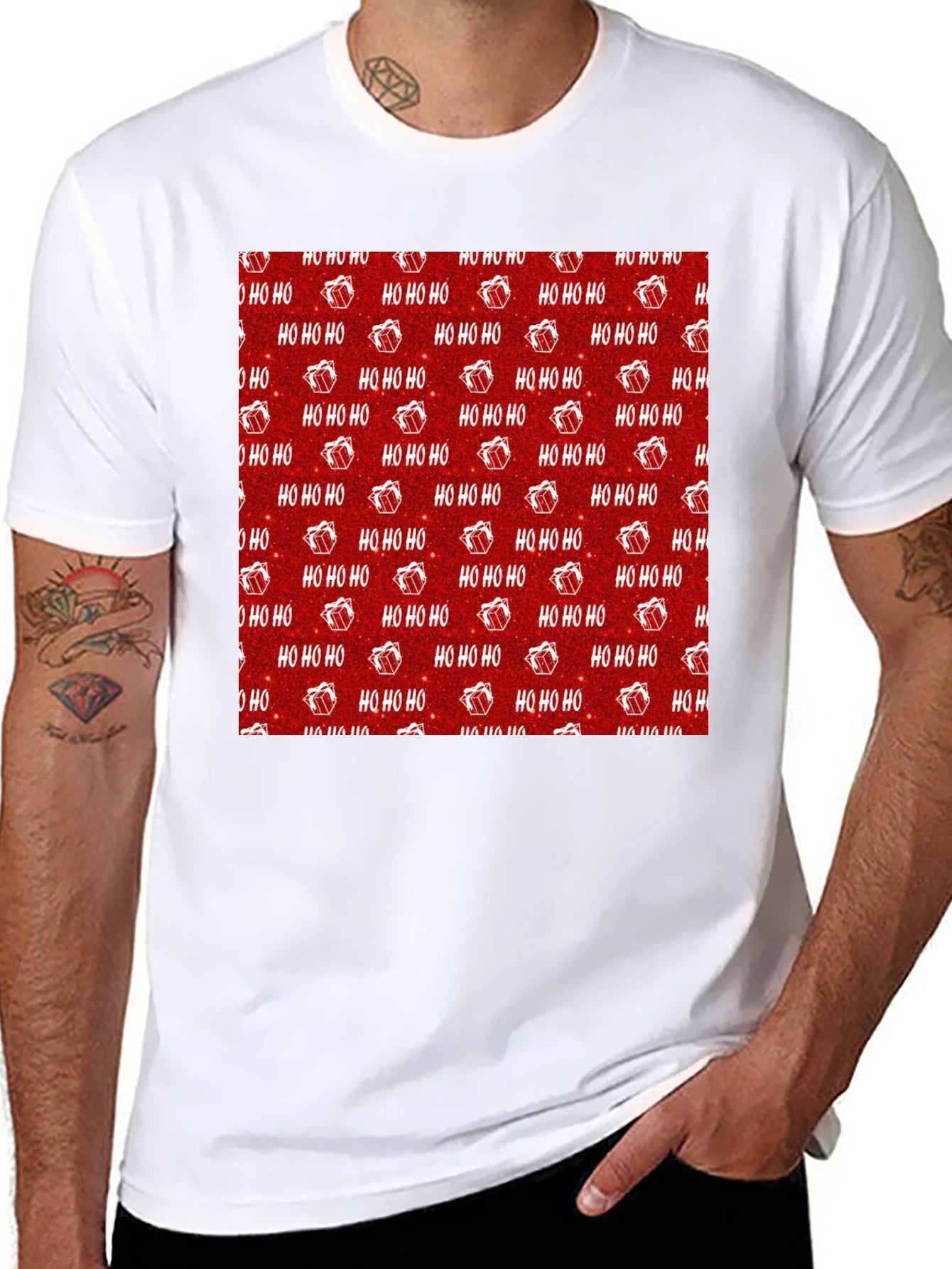 Festive Ho Ho Ho Christmas Pattern Tee