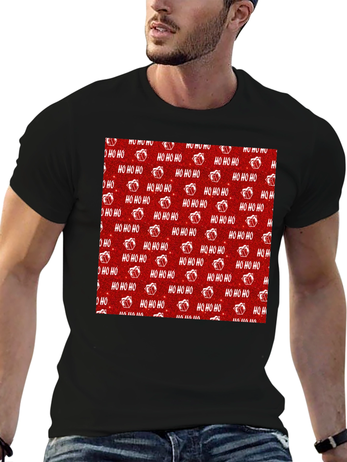 Festive Ho Ho Ho Christmas Pattern Tee
