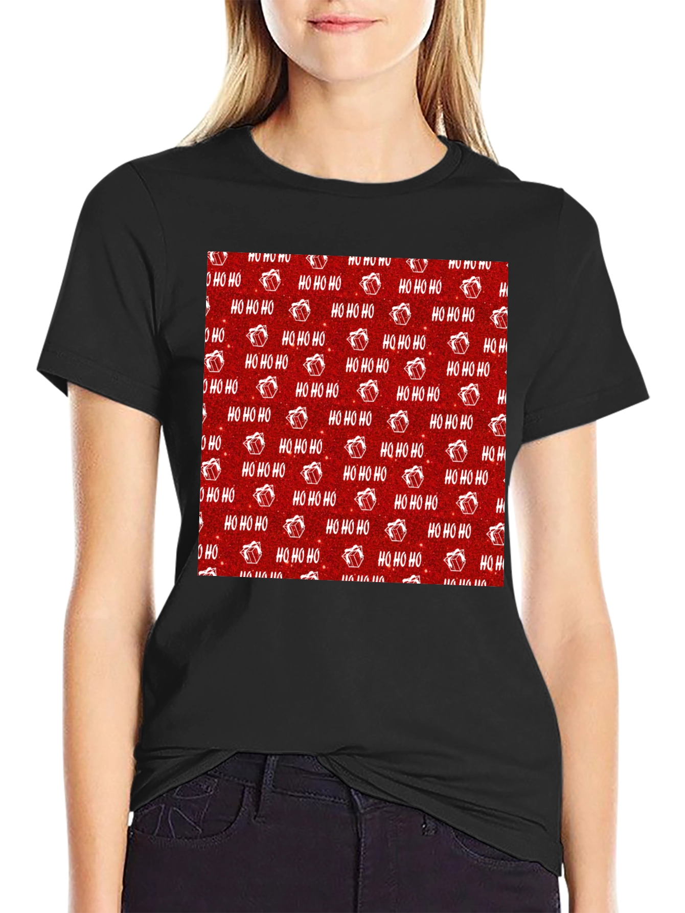 Festive Ho Ho Ho Christmas Pattern Tee