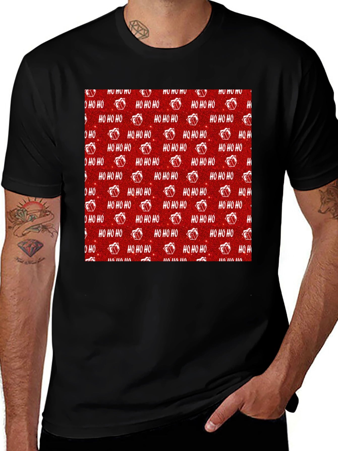 Festive Ho Ho Ho Christmas Pattern Tee