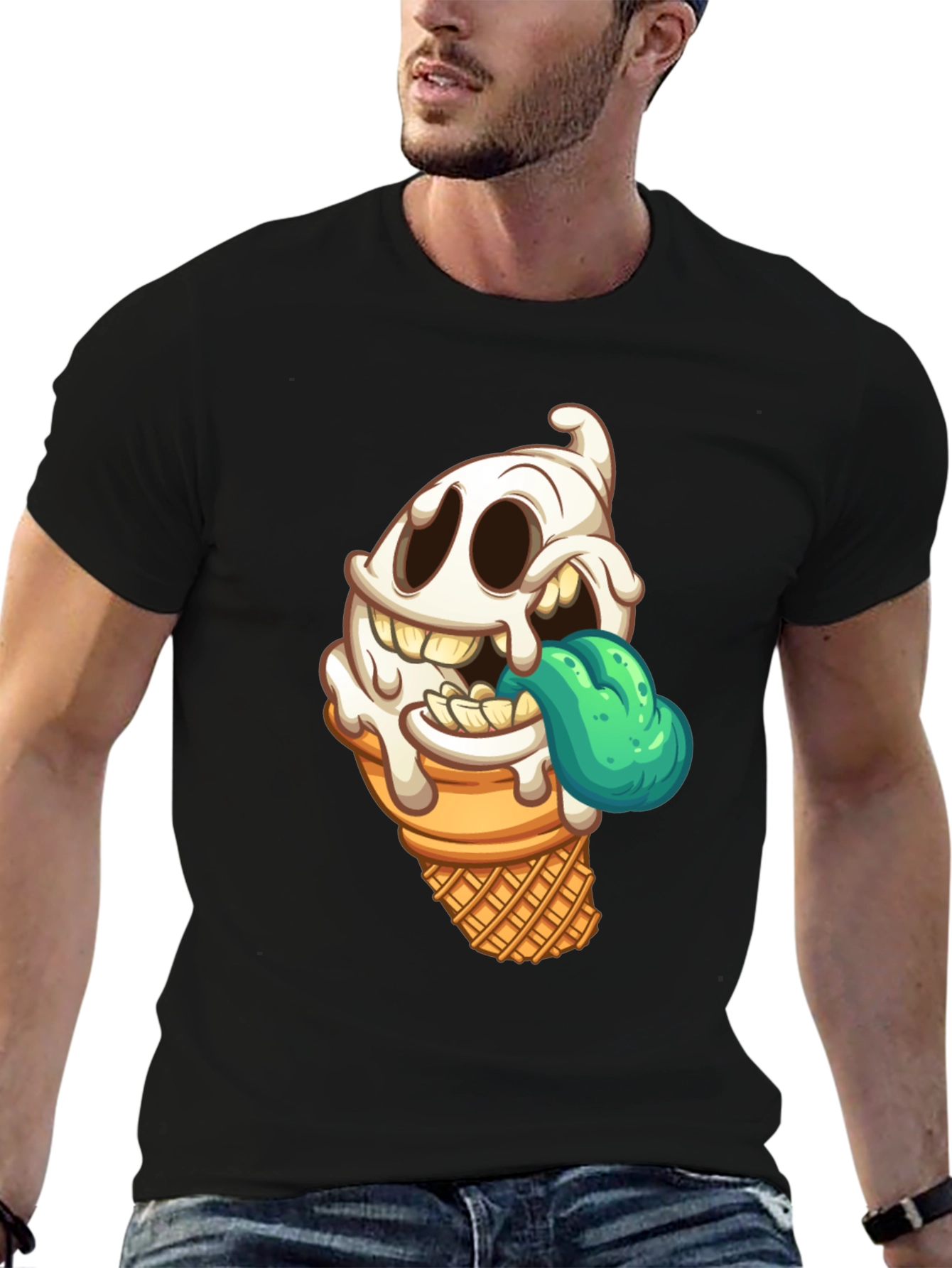 Ice Cream Ghost Graphic T-Shirt - Spooky Treat
