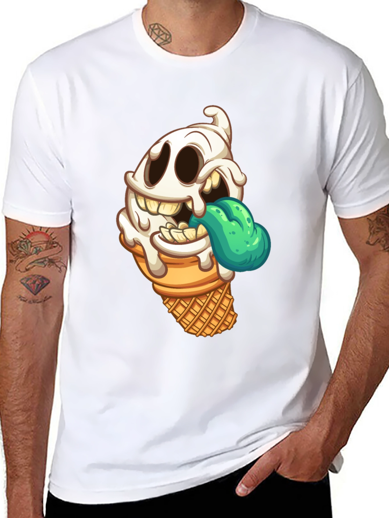 Ice Cream Ghost Graphic T-Shirt - Spooky Treat