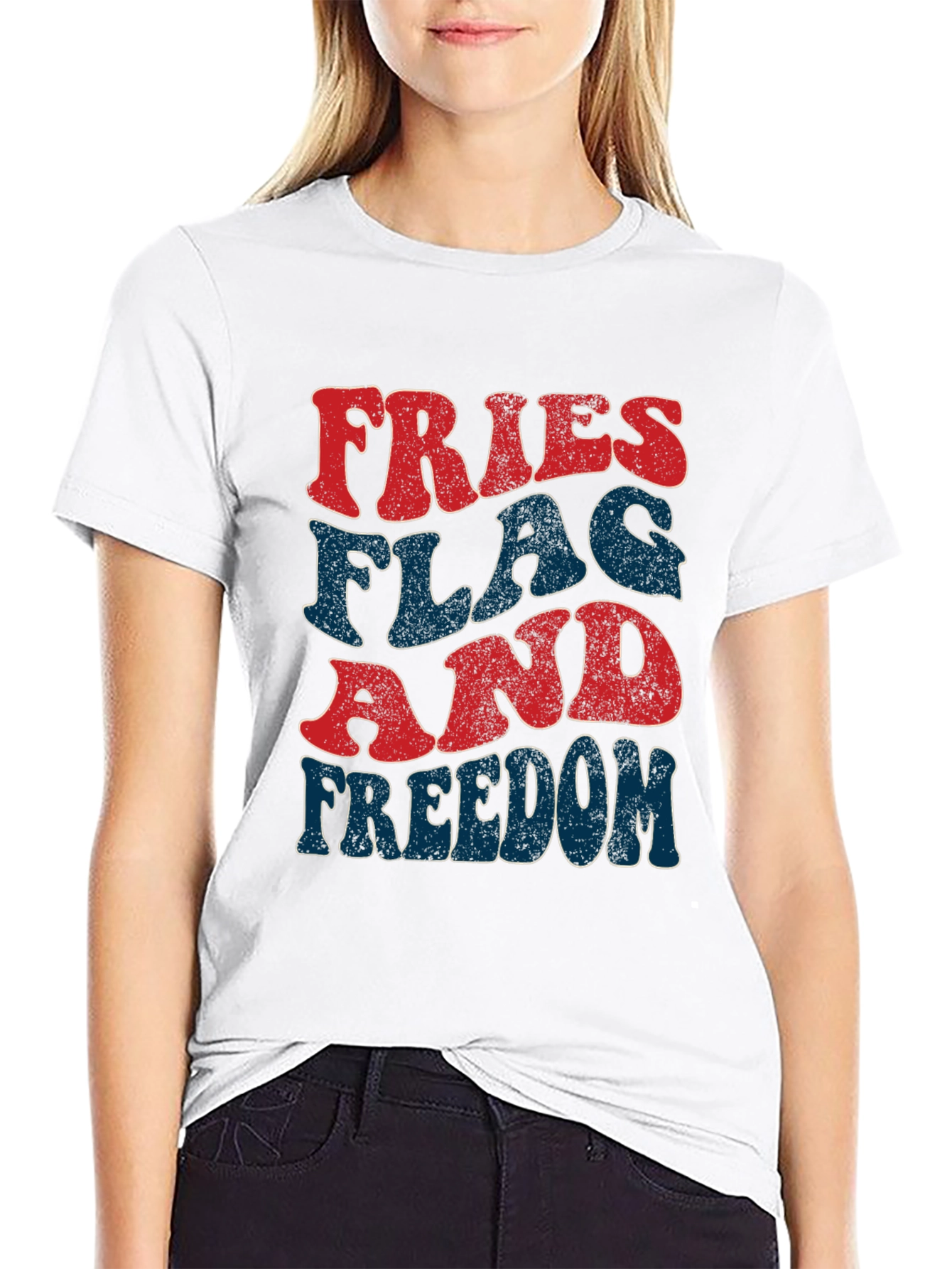 Fries Flag Freedom T-Shirt Patriotic Fourth of July Tee