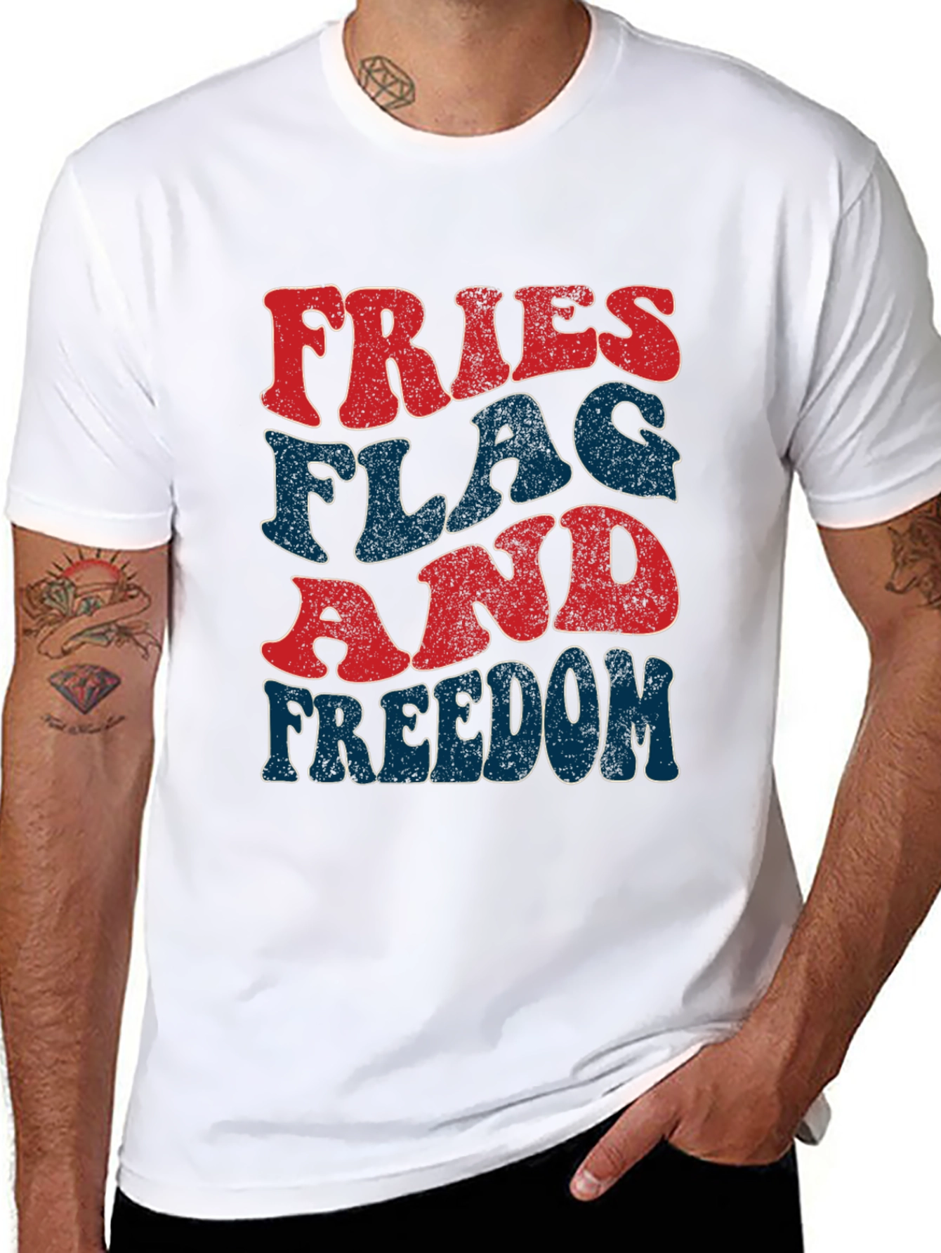 Fries Flag Freedom T-Shirt Patriotic Fourth of July Tee