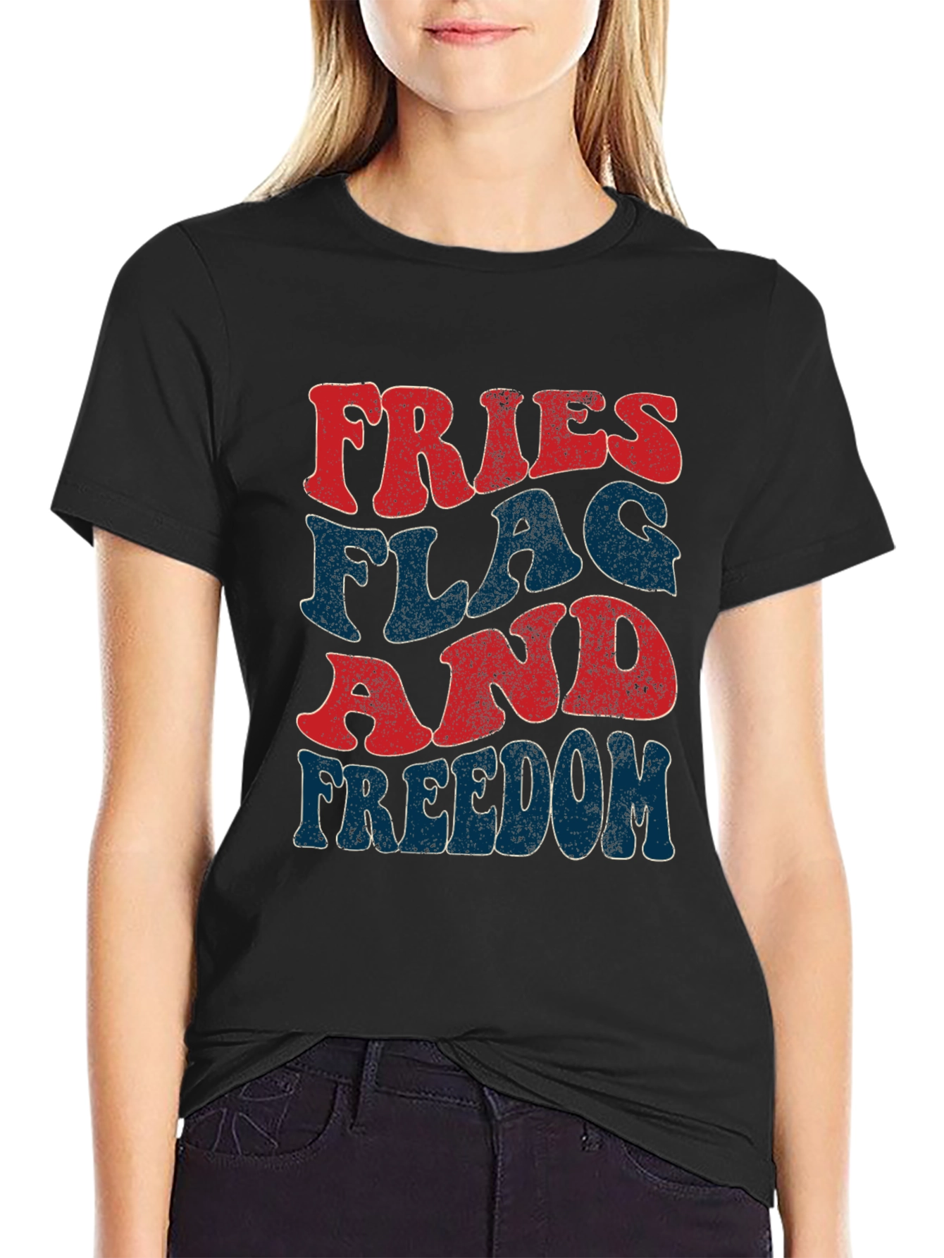 Fries Flag Freedom T-Shirt Patriotic Fourth of July Tee