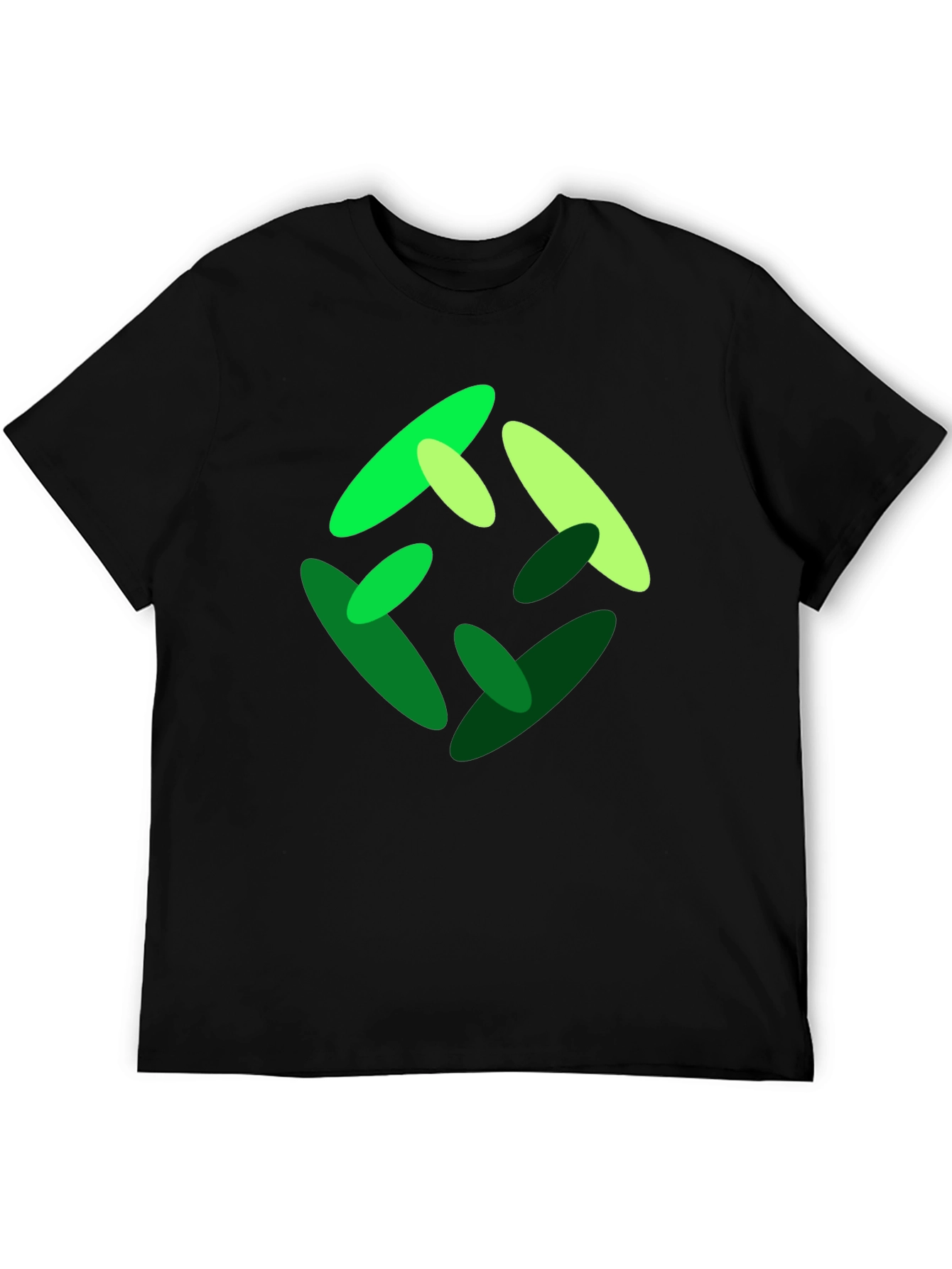 Abstract Green Graphic Print Black T-Shirt