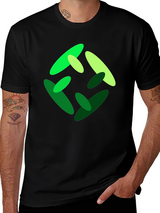 Abstract Green Graphic Print Black T-Shirt