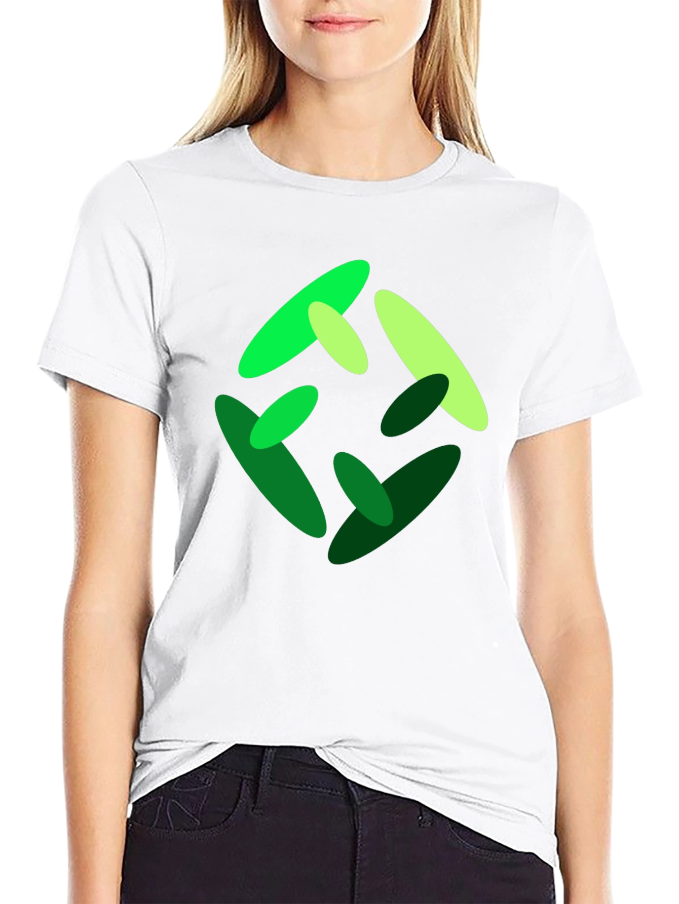 Abstract Green Graphic Print Black T-Shirt