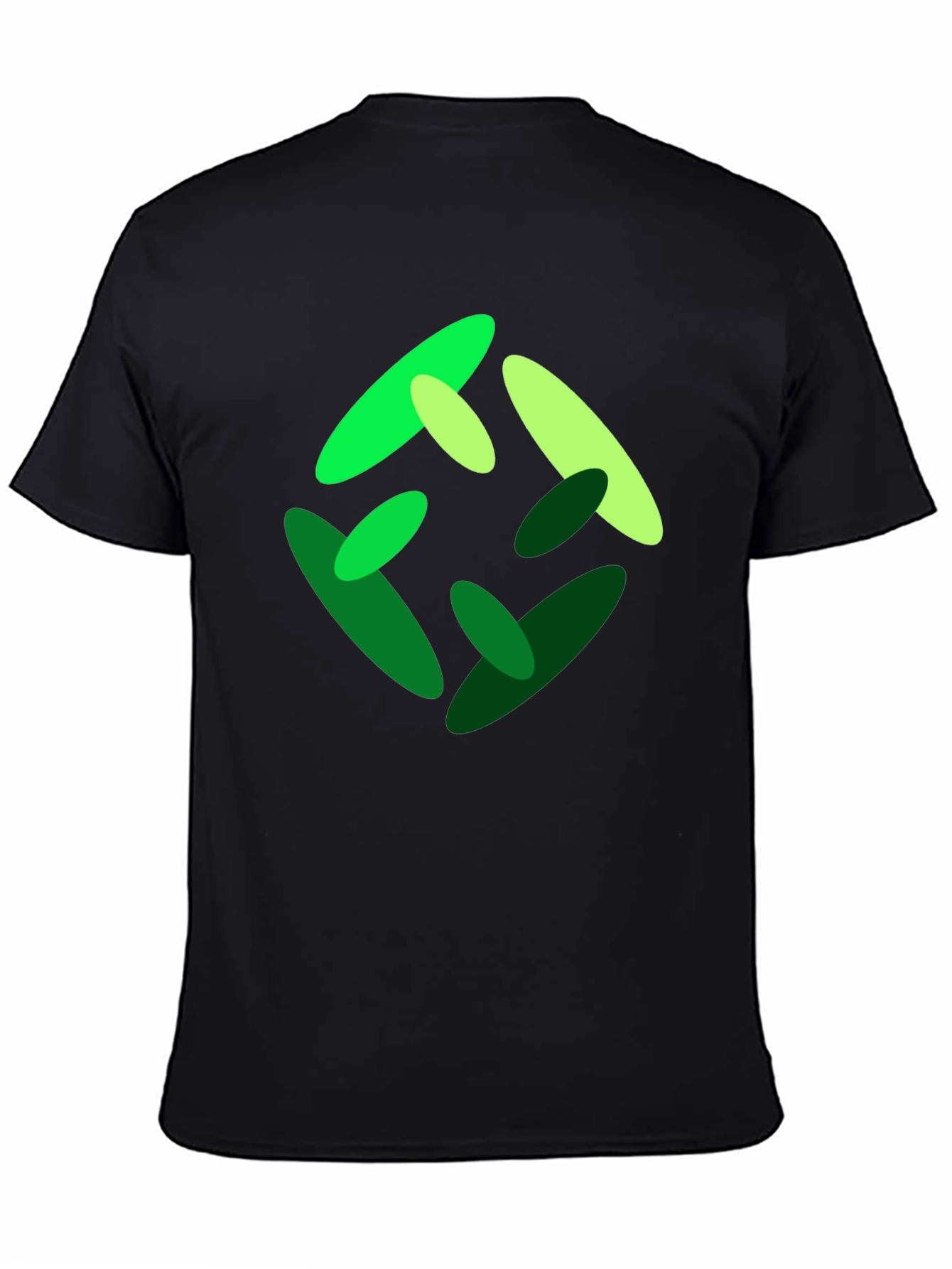 Abstract Green Graphic Print Black T-Shirt