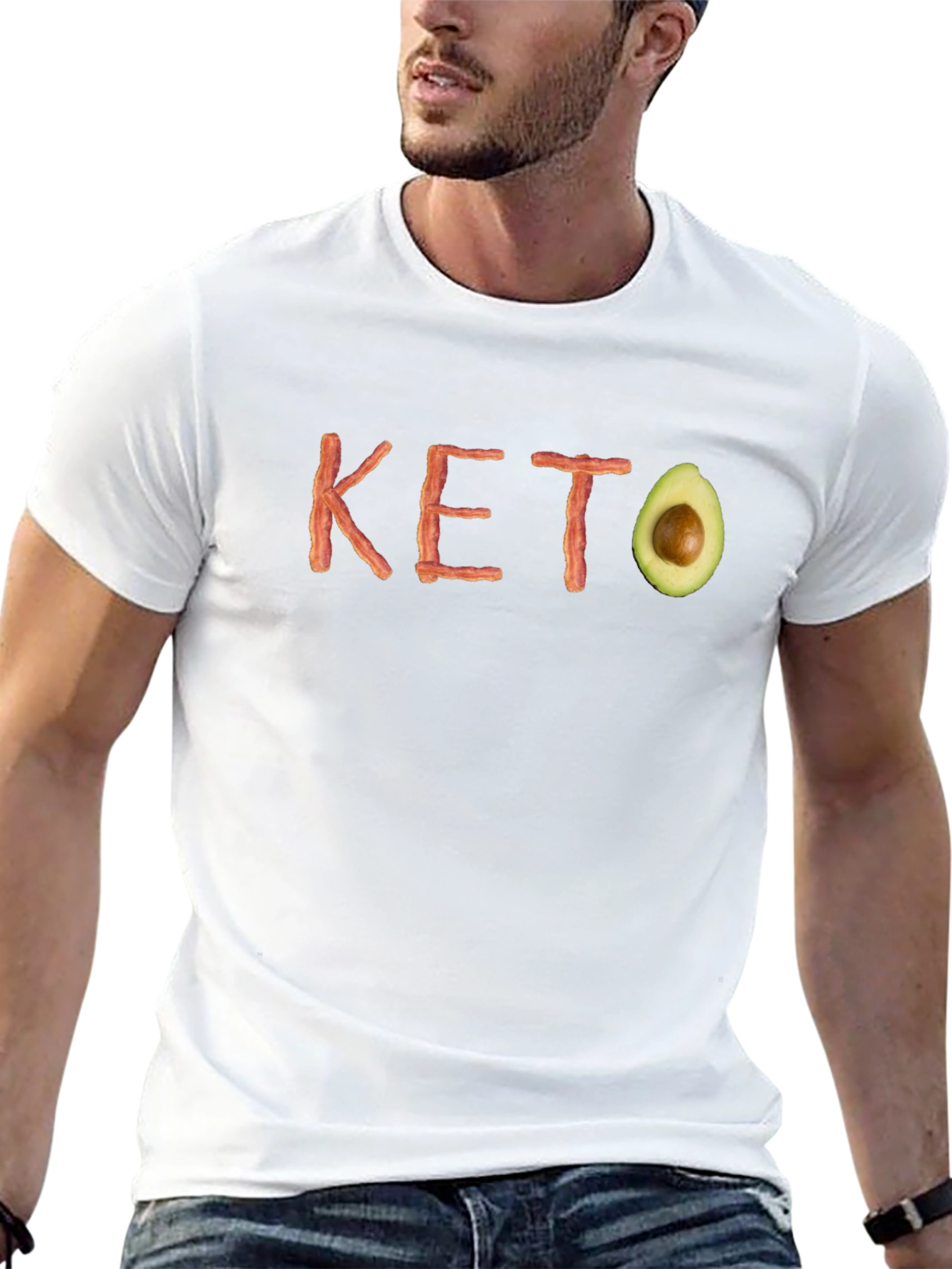 Keto Diet T-Shirt - Bacon and Avocado Design