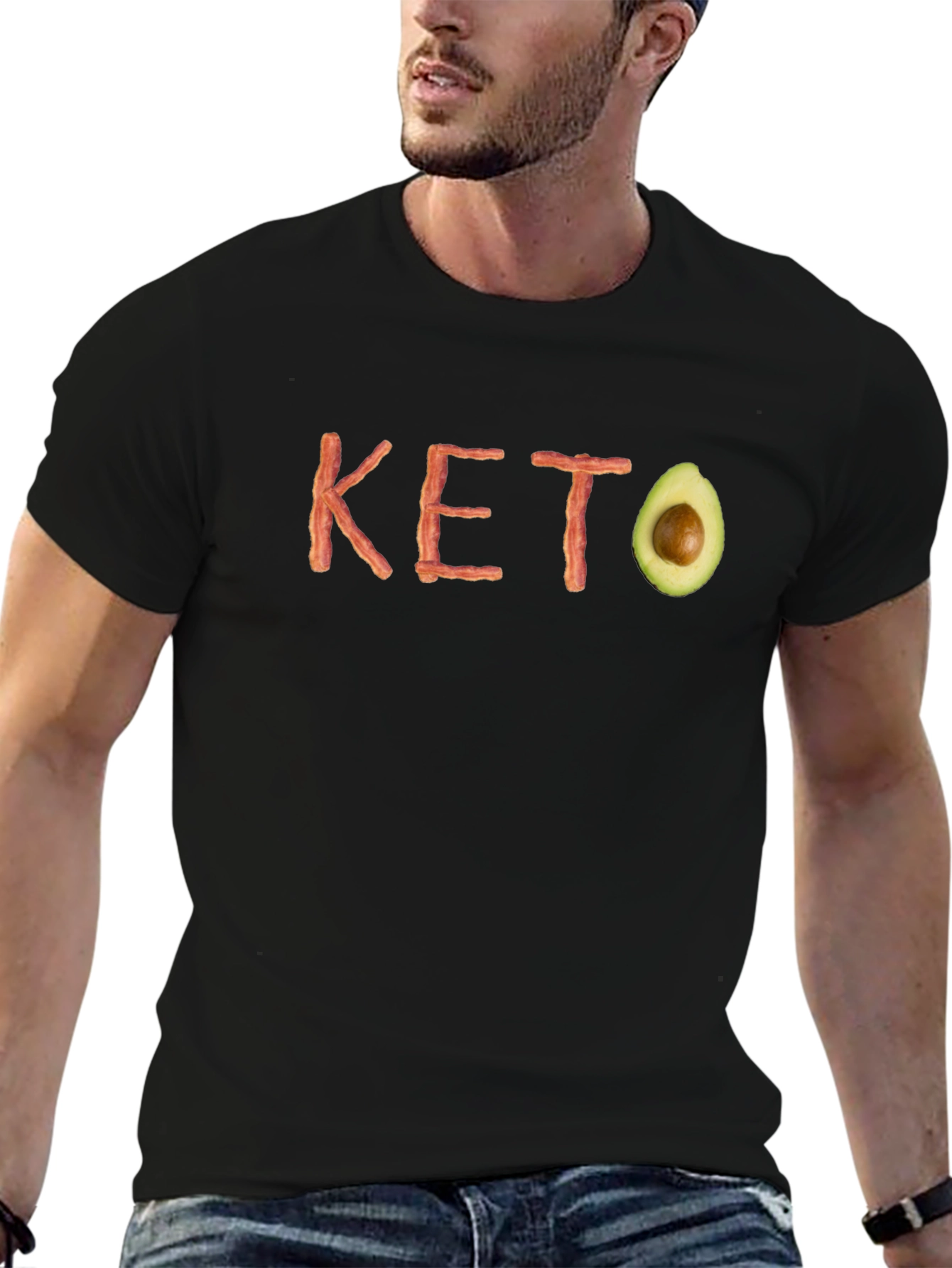 Keto Diet T-Shirt - Bacon and Avocado Design