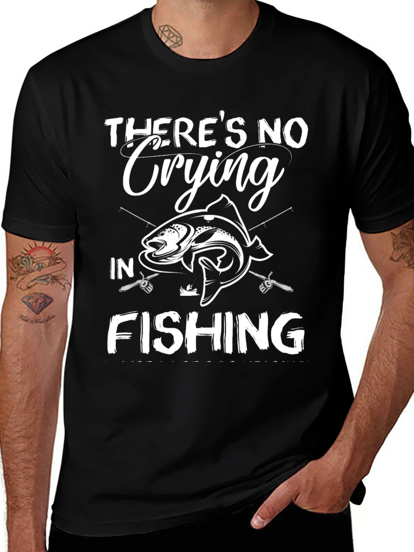 Mens Fishing T-Shirt: No Crying in Fishing