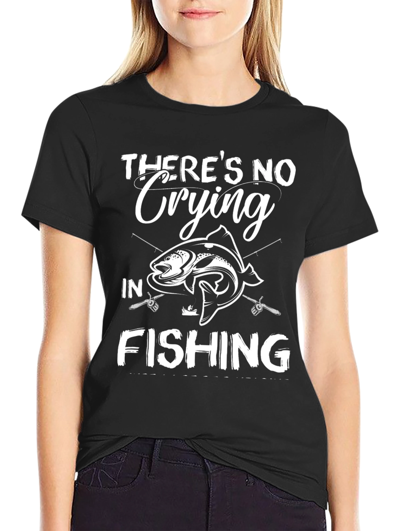 Mens Fishing T-Shirt: No Crying in Fishing