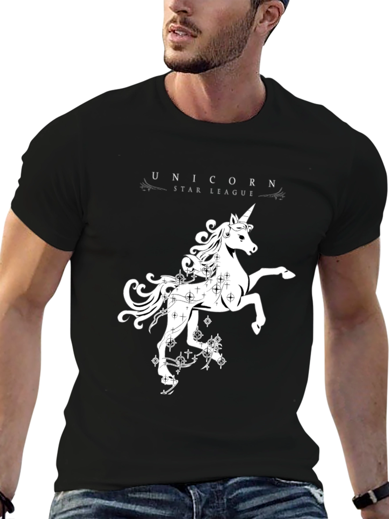 Unicorn Star League Black Graphic T-Shirt