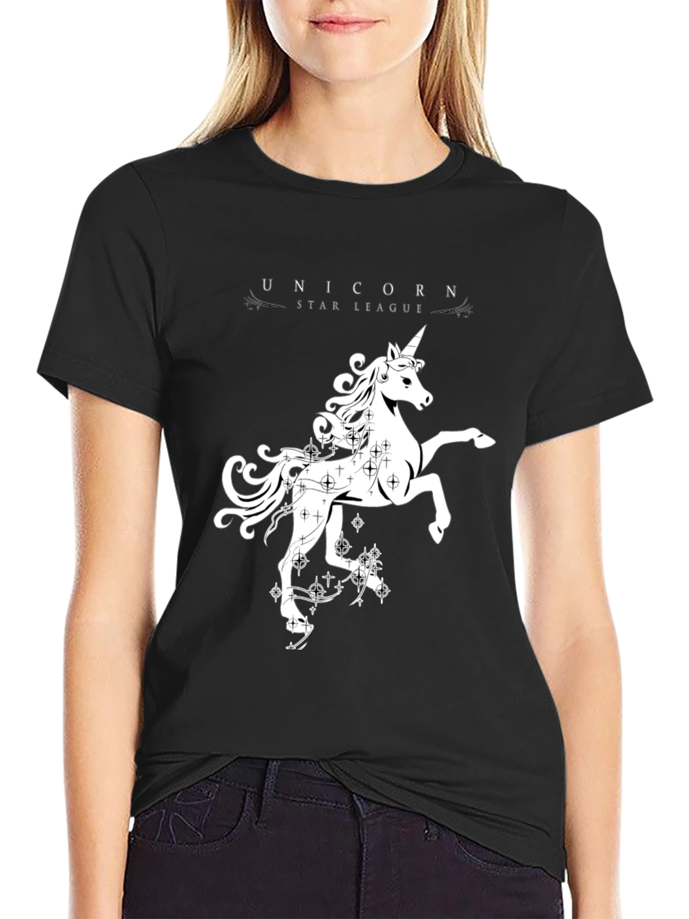 Unicorn Star League Black Graphic T-Shirt