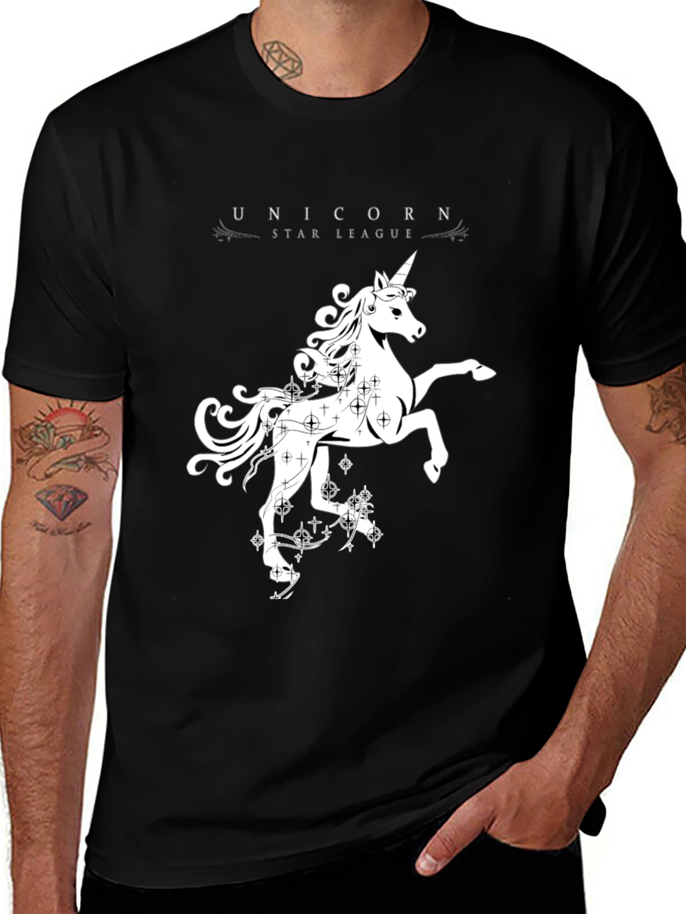 Unicorn Star League Black Graphic T-Shirt